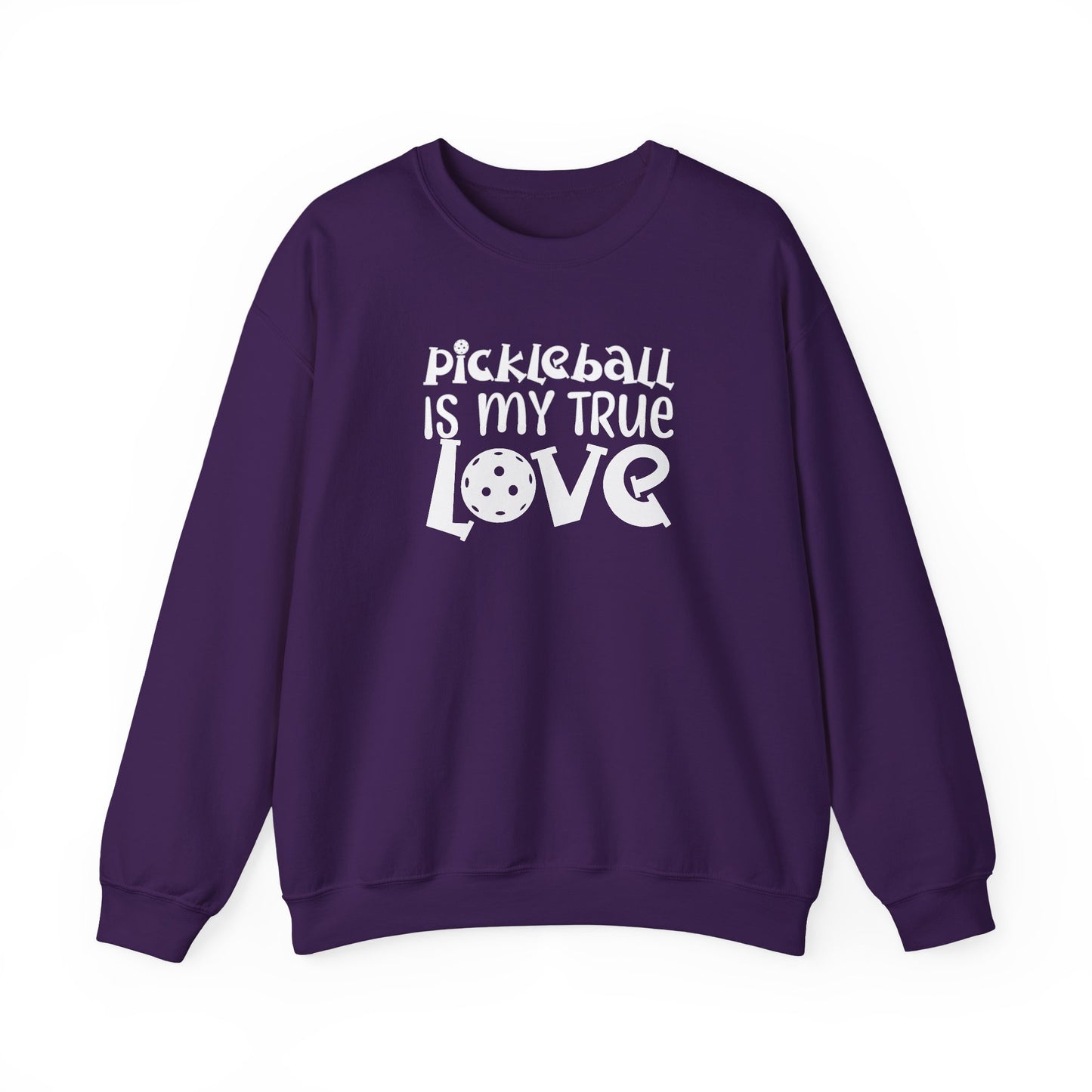 Women's Trendy Pickleball Sweatshirt - Pickleball is My True Love Purple