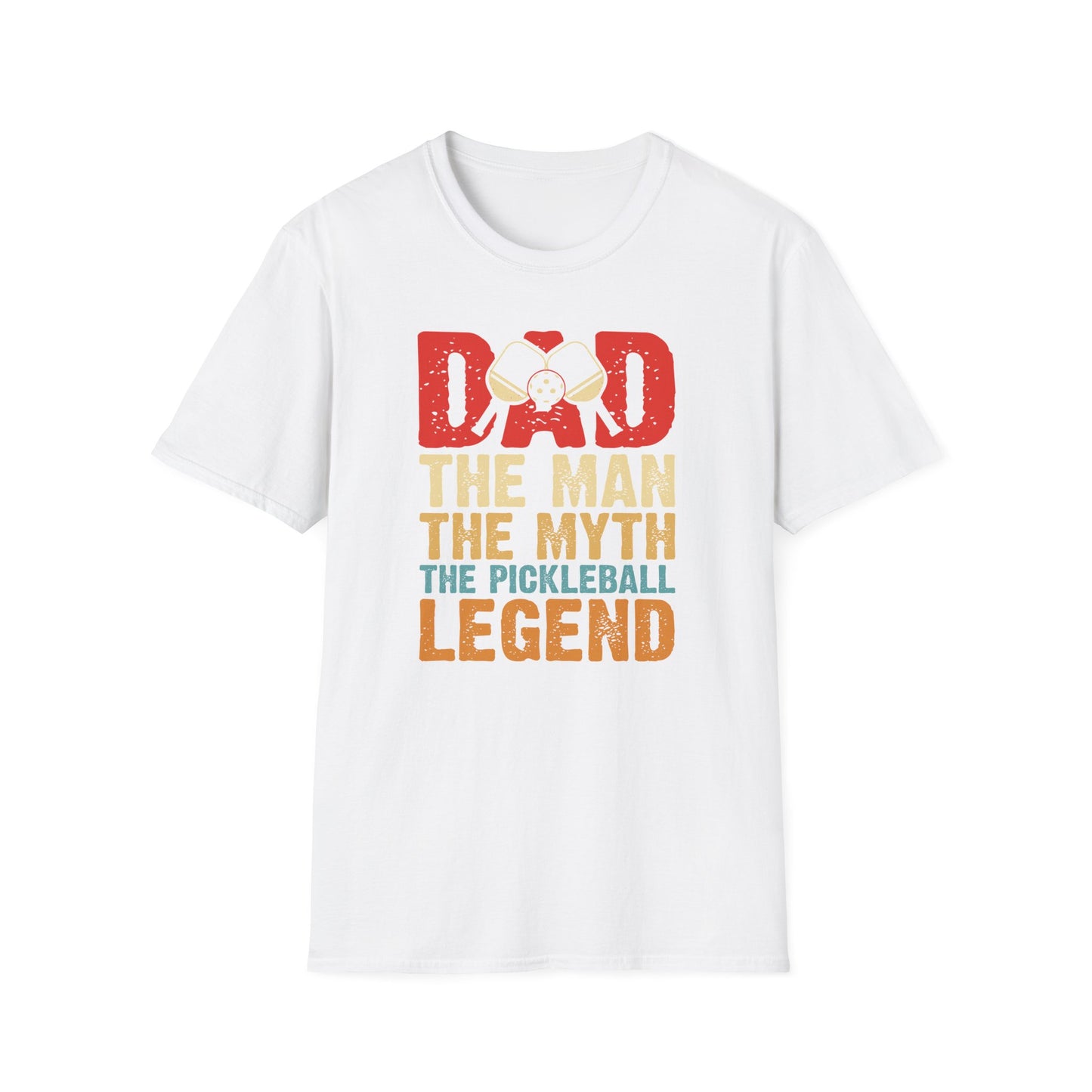 Men's Cool Pickleball T-shirt - DAD THE PICKLEBALL LEGEND RETRO White