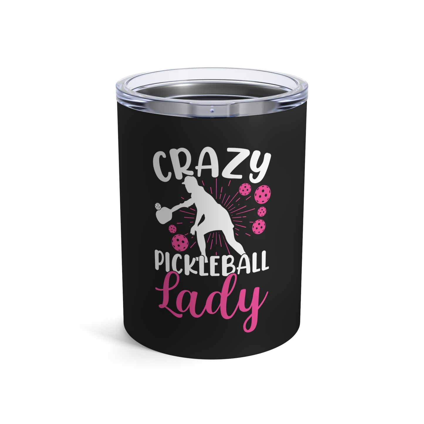 Pickleball Quirky Tumbler - Crazy Pickleball Lady Black