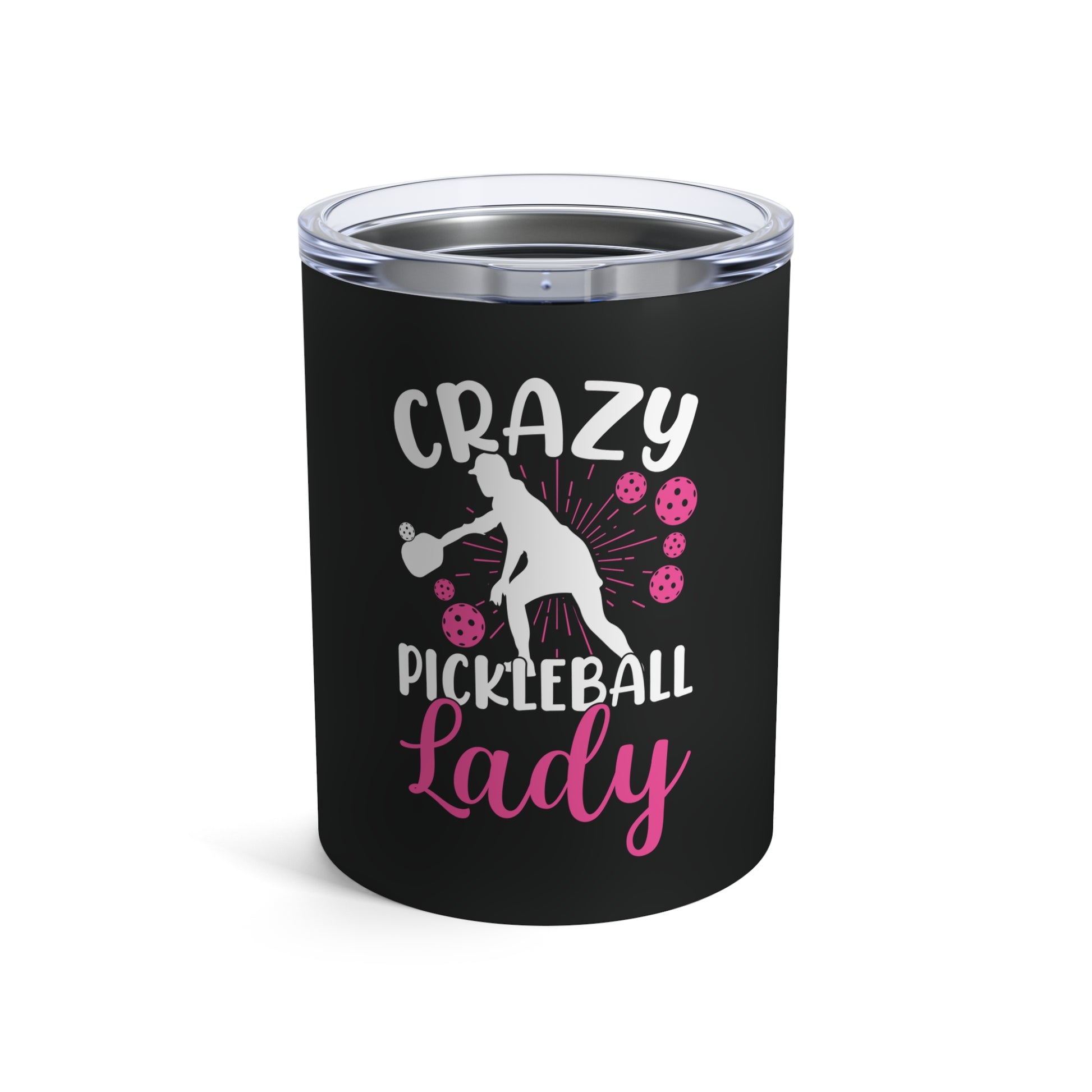 Pickleball Quirky Tumbler - Crazy Pickleball Lady Black