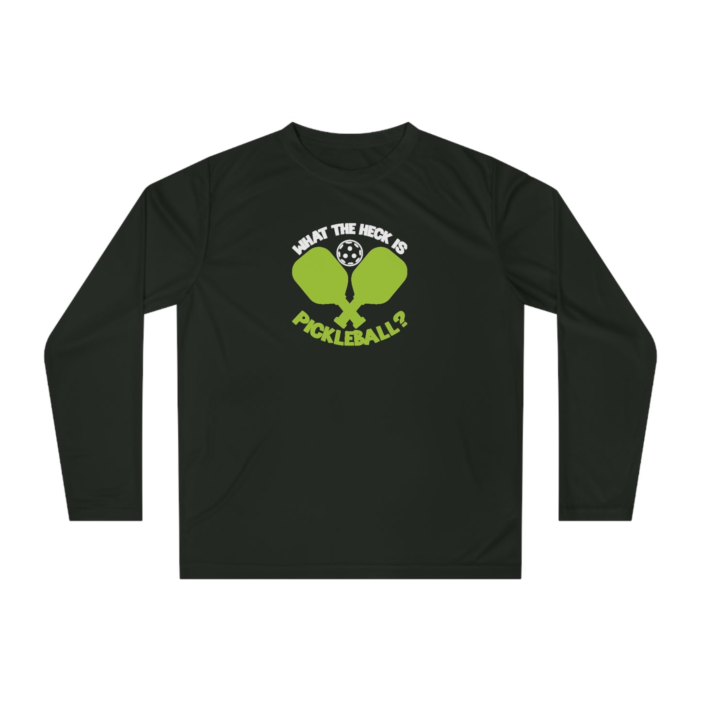 Men's Funny Pickleball Long Sleeves top - What the Heck Is Pickleball? Black