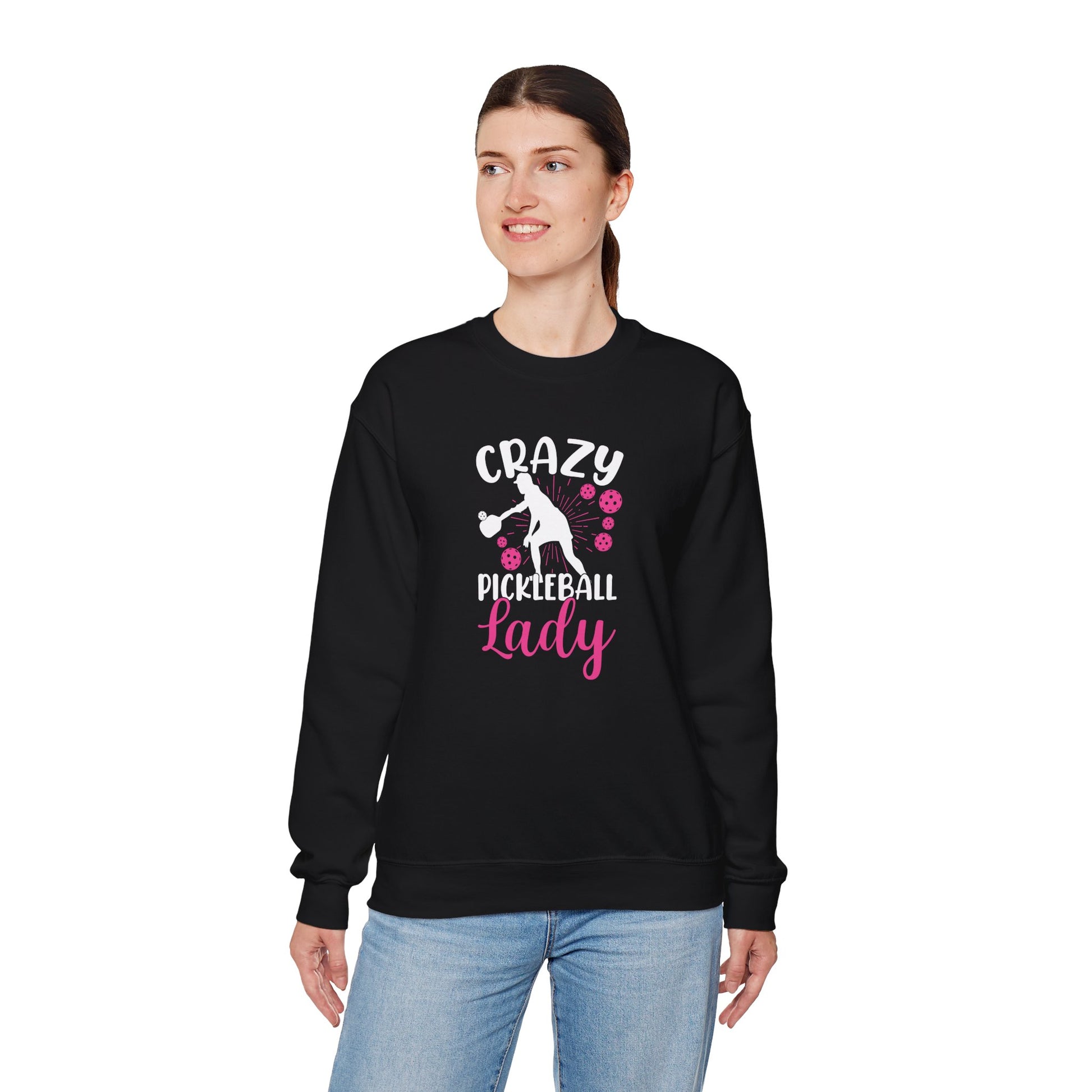 Women's Durable Pickleball Sweatshirt - Crazy Pickleball Lady