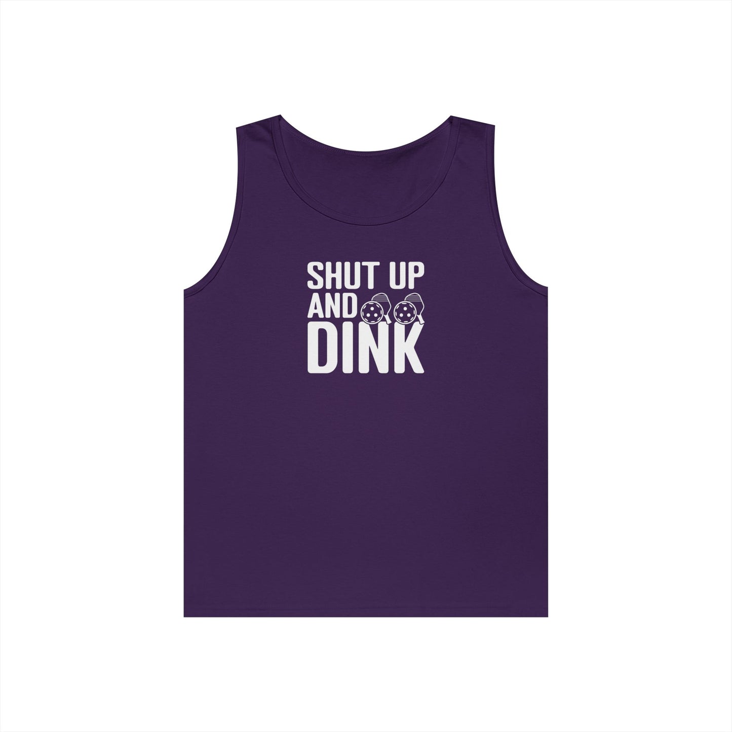 Men's Funny Pickleball Tank Top - Shut Up and Dink Purple