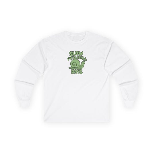 Men's Lightweight Pickleball Long Sleeves top - Slow Pickleball Days White
