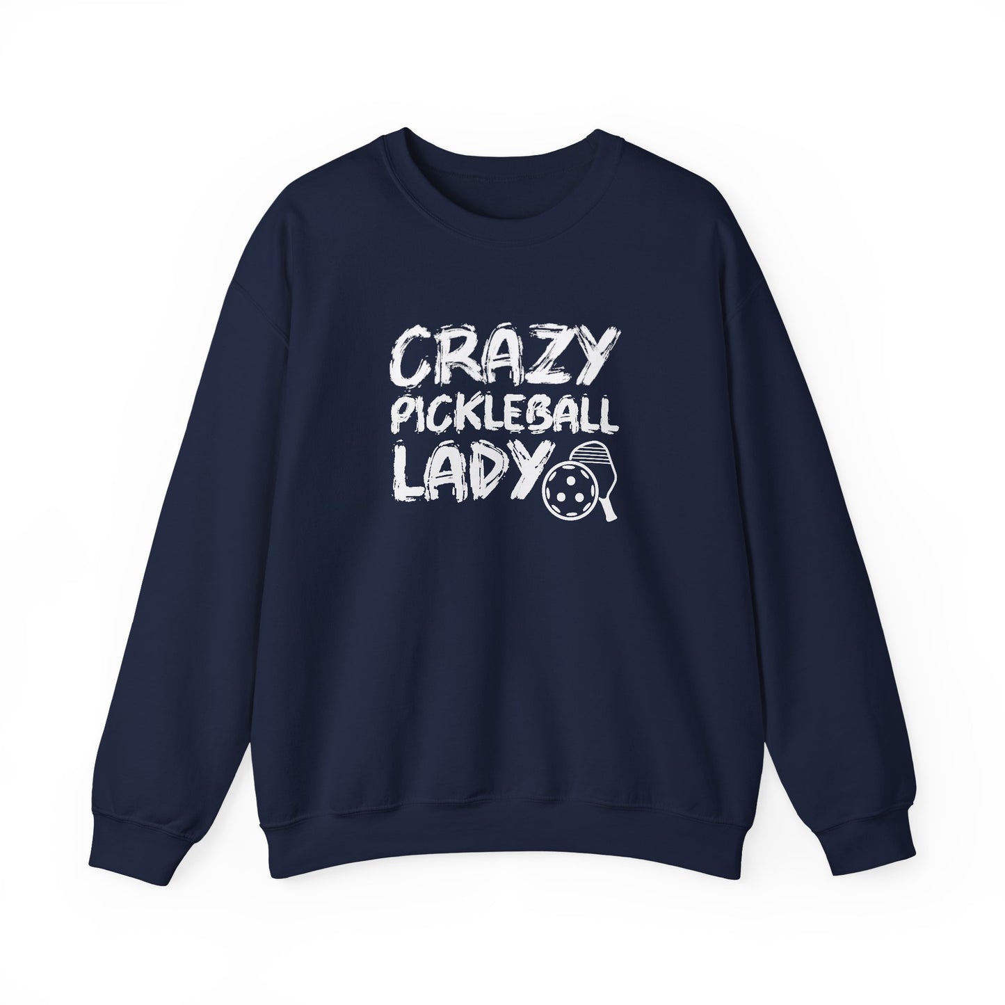 Women's Funny Pickleball Sweatshirt - Crazy Pickleball Lady Navy