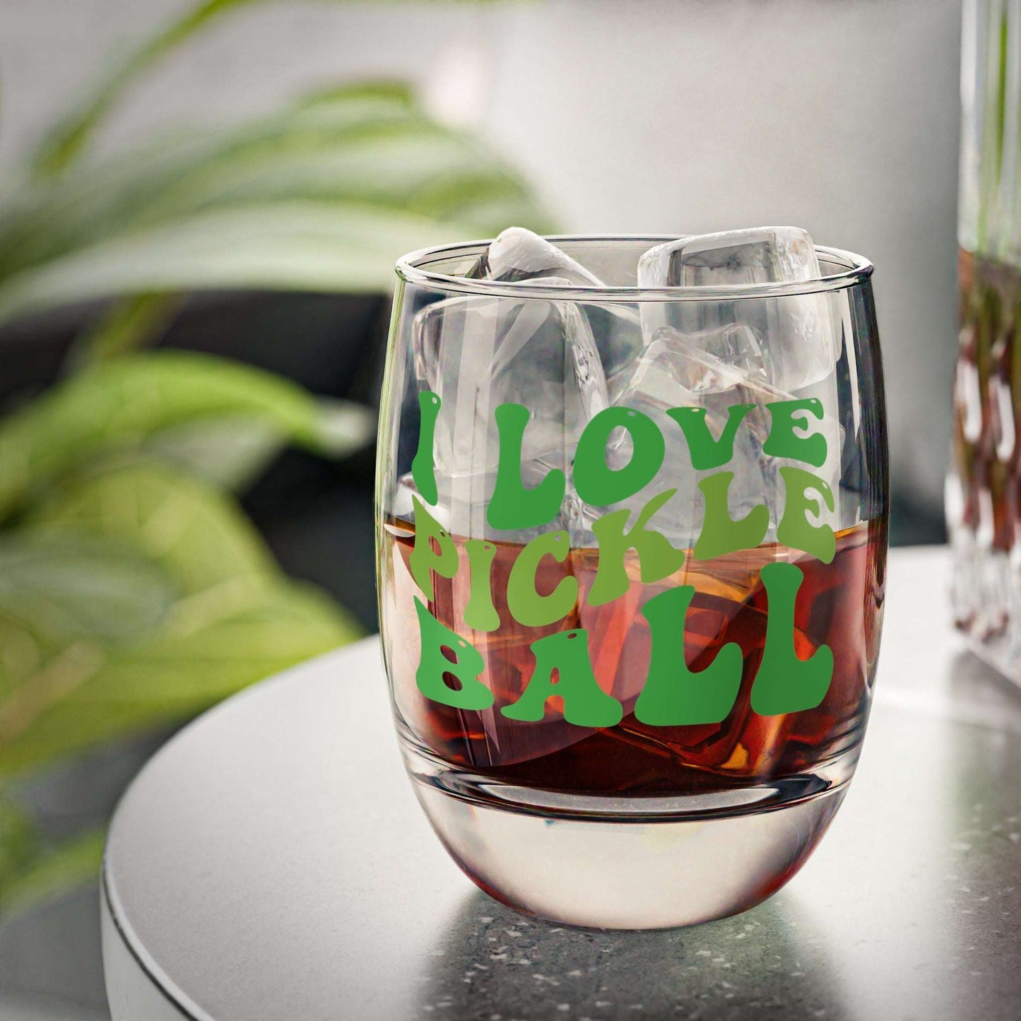 Pickleball Playful Whiskey Glass - I Love Pickleball