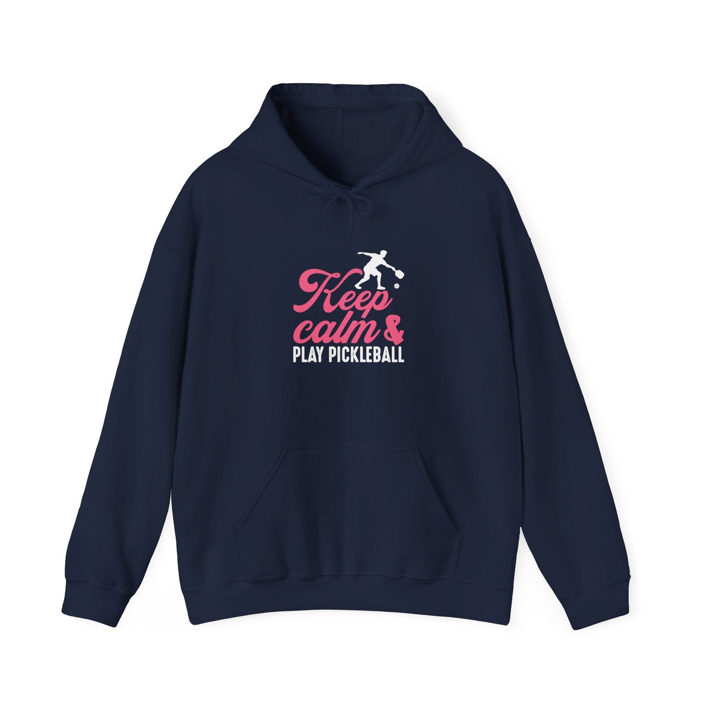 Women's Playful Pickleball Hoodie - Keep Calm & Play Pickleball Navy
