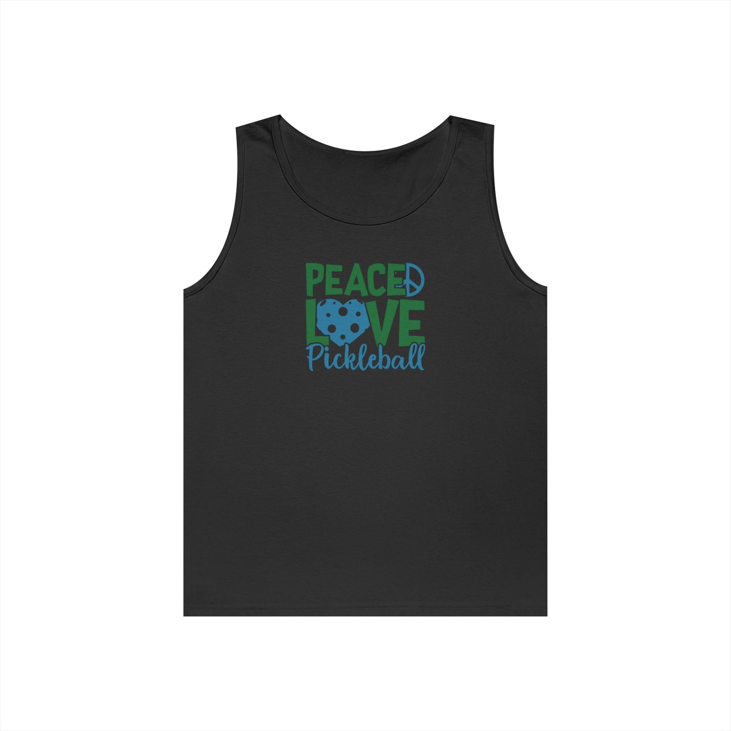Women's Unique Pickleball Tank Top - Peace, Love, Pickleball Black
