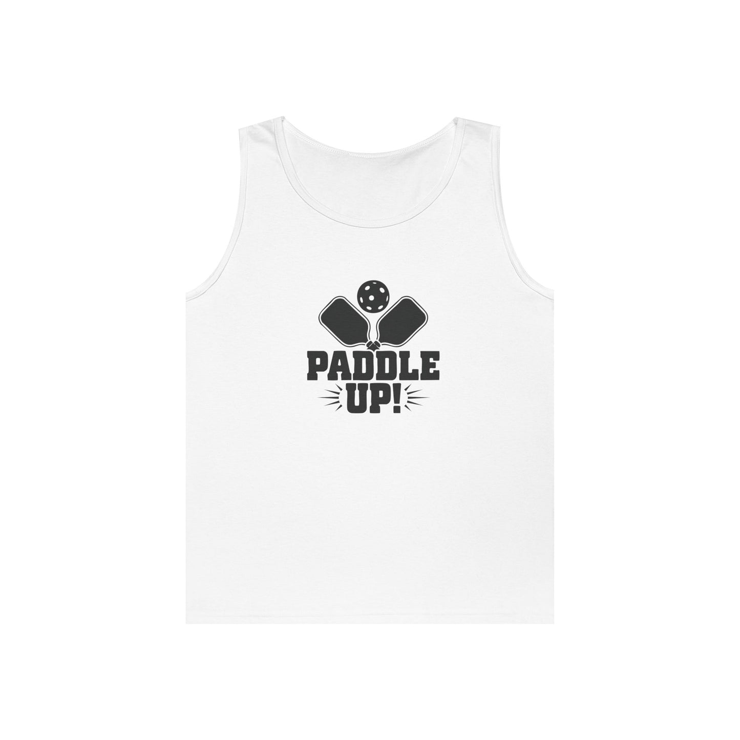 Men's Lightweight Pickleball Tank Top - Paddle Up White