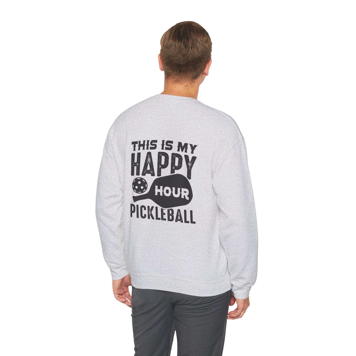 Men's Comfy Pickleball Sweatshirt - This Is My Happy Hour Pickleball
