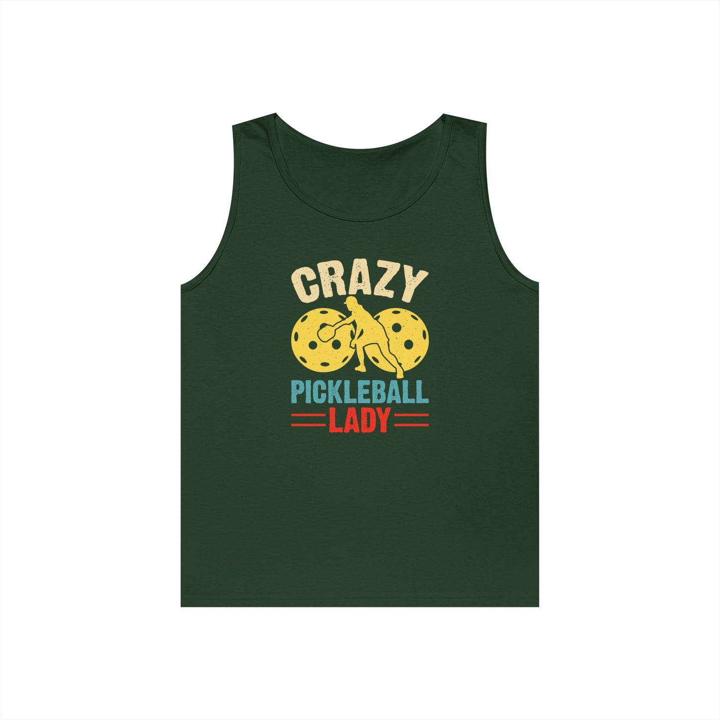 Women's Soft Pickleball Tank Top - Crazy Pickleball Lady Green