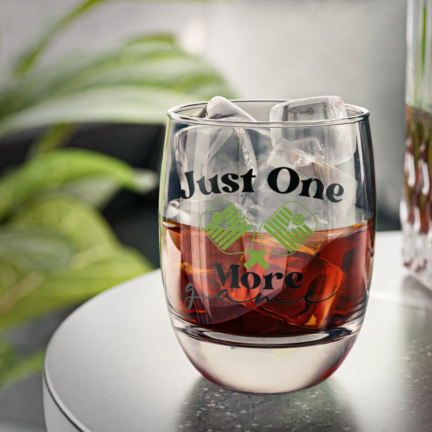 Pickleball Stylish Whiskey Glass - Just One More Game