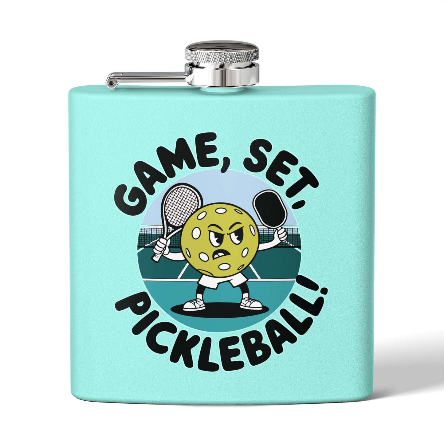 Pickleball Durable Flask - Game, Set, Pickleball Teal