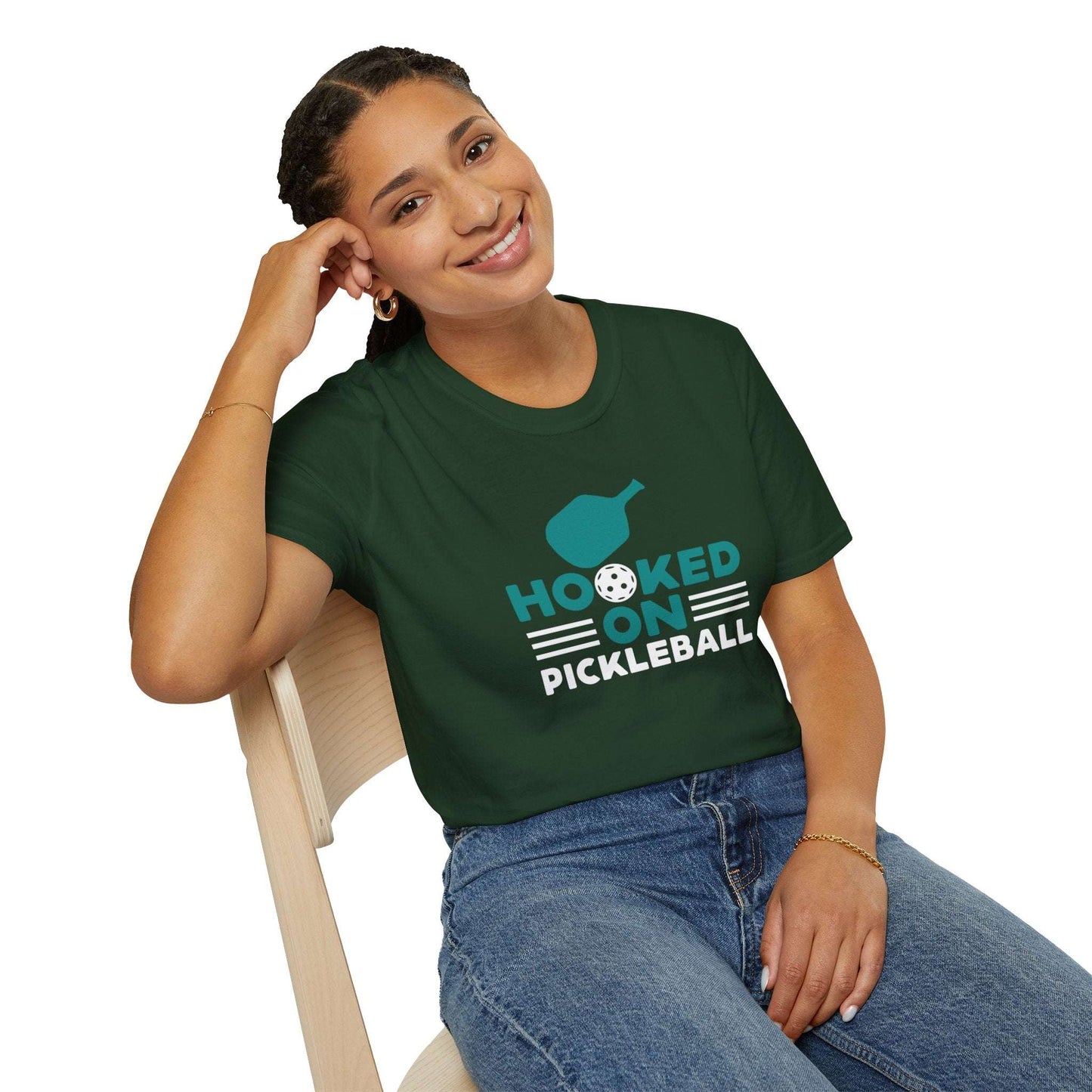 Women's Comfy Pickleball T-shirt - Hooked on Pickleball