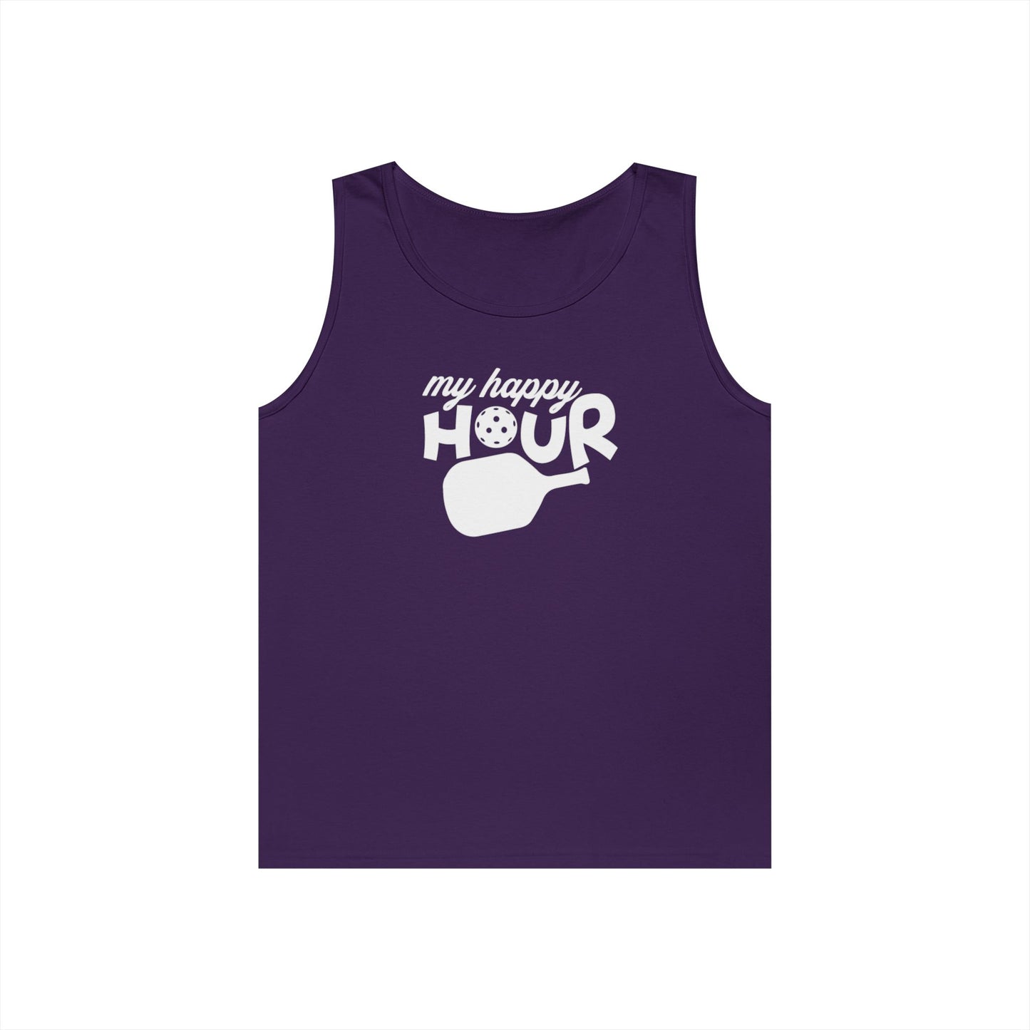Men's Durable Pickleball Tank Top - My Happy Hour Purple
