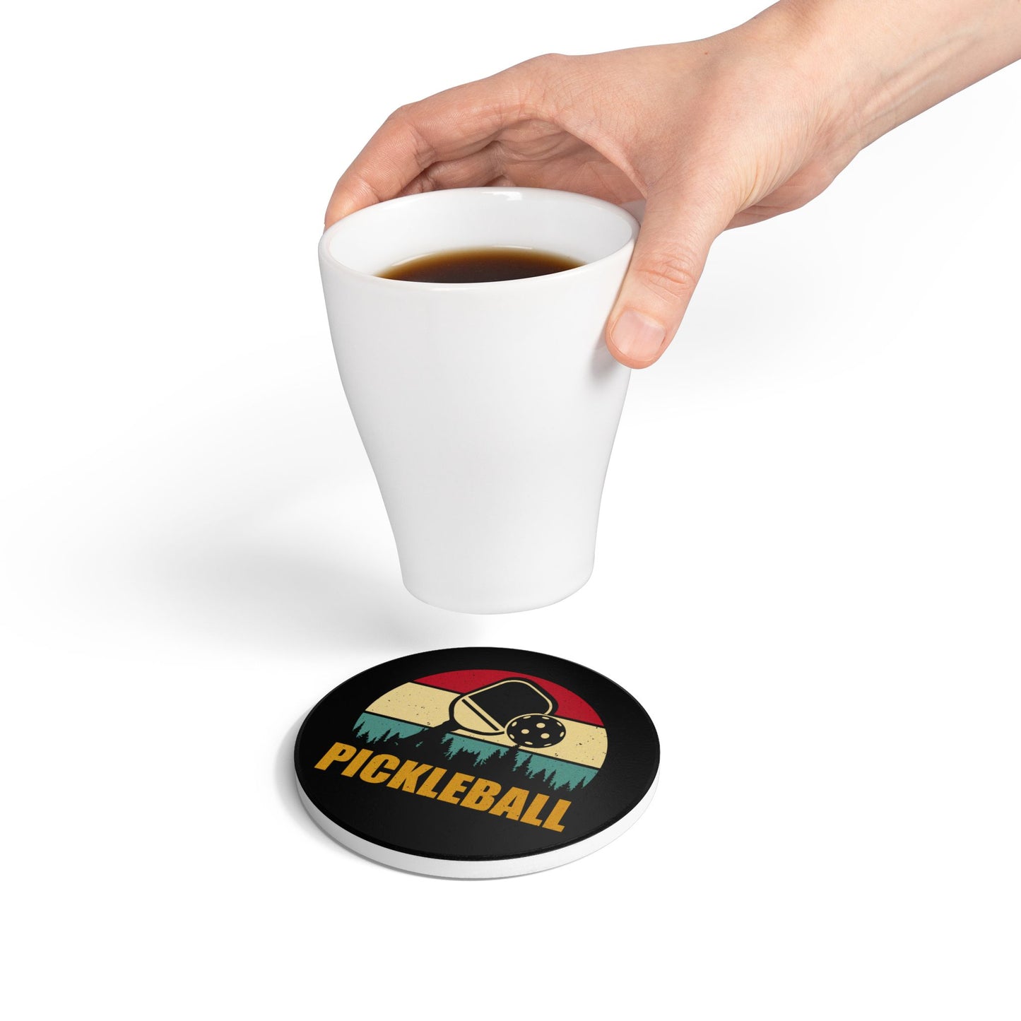 Pickleball Cool Ceramic Coaster - Pickleball Retro