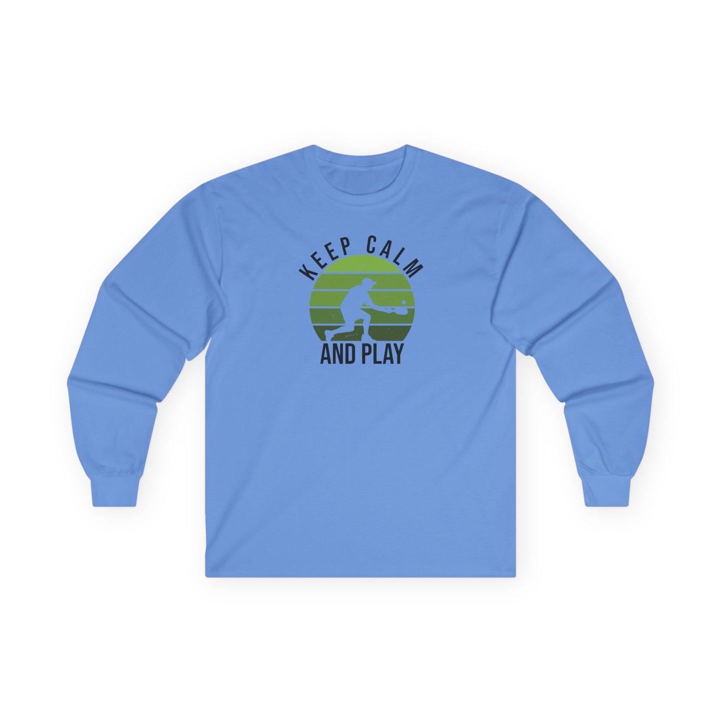 Men's Soft Pickleball Long Sleeves top - Keep Calm and Play Blue