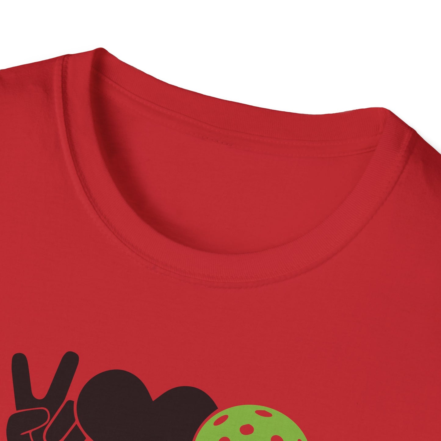 Women's Cheerful Pickleball T-shirt - Peace, Love, Pickleball