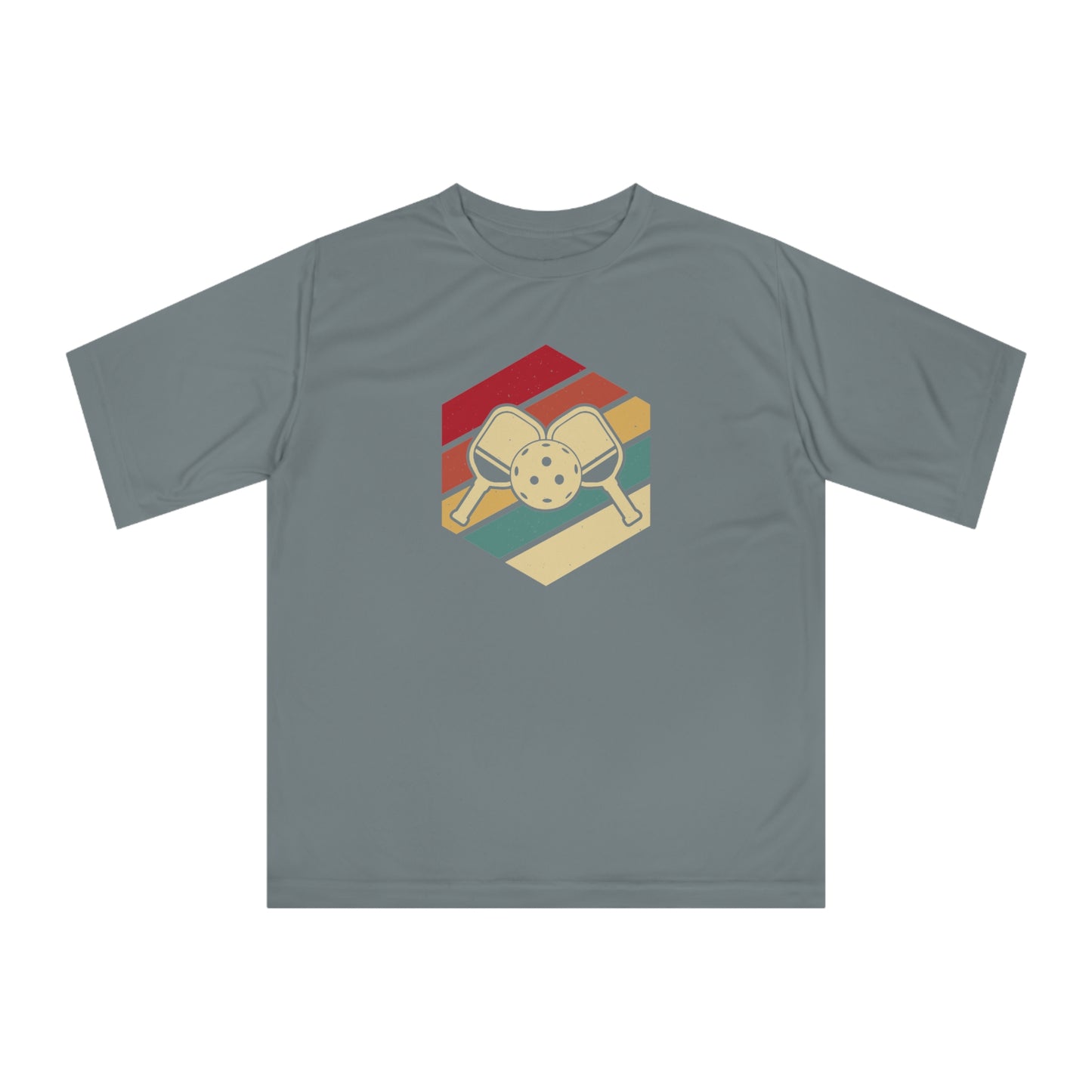 Men's Comfy Pickleball T-shirt - Paddle and Ball Retro Grey