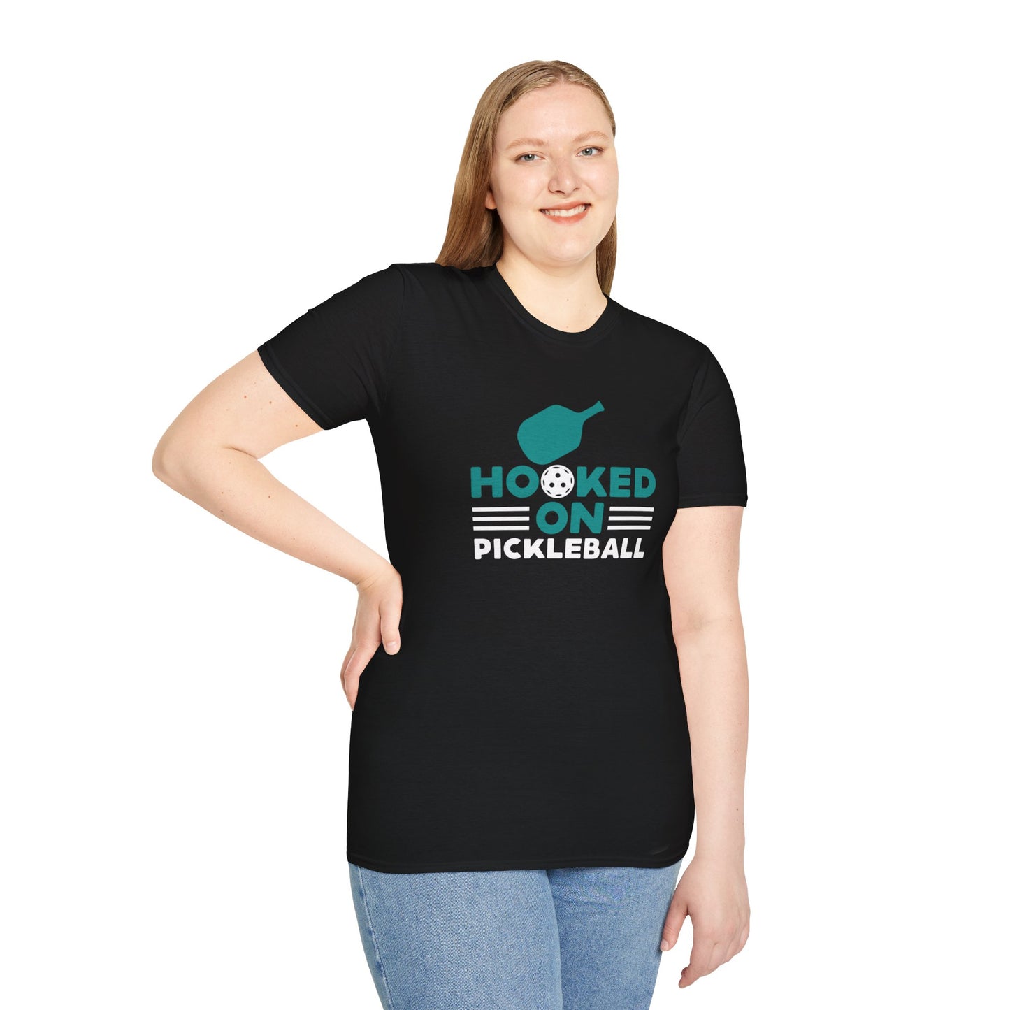 Women's Comfy Pickleball T-shirt - Hooked on Pickleball