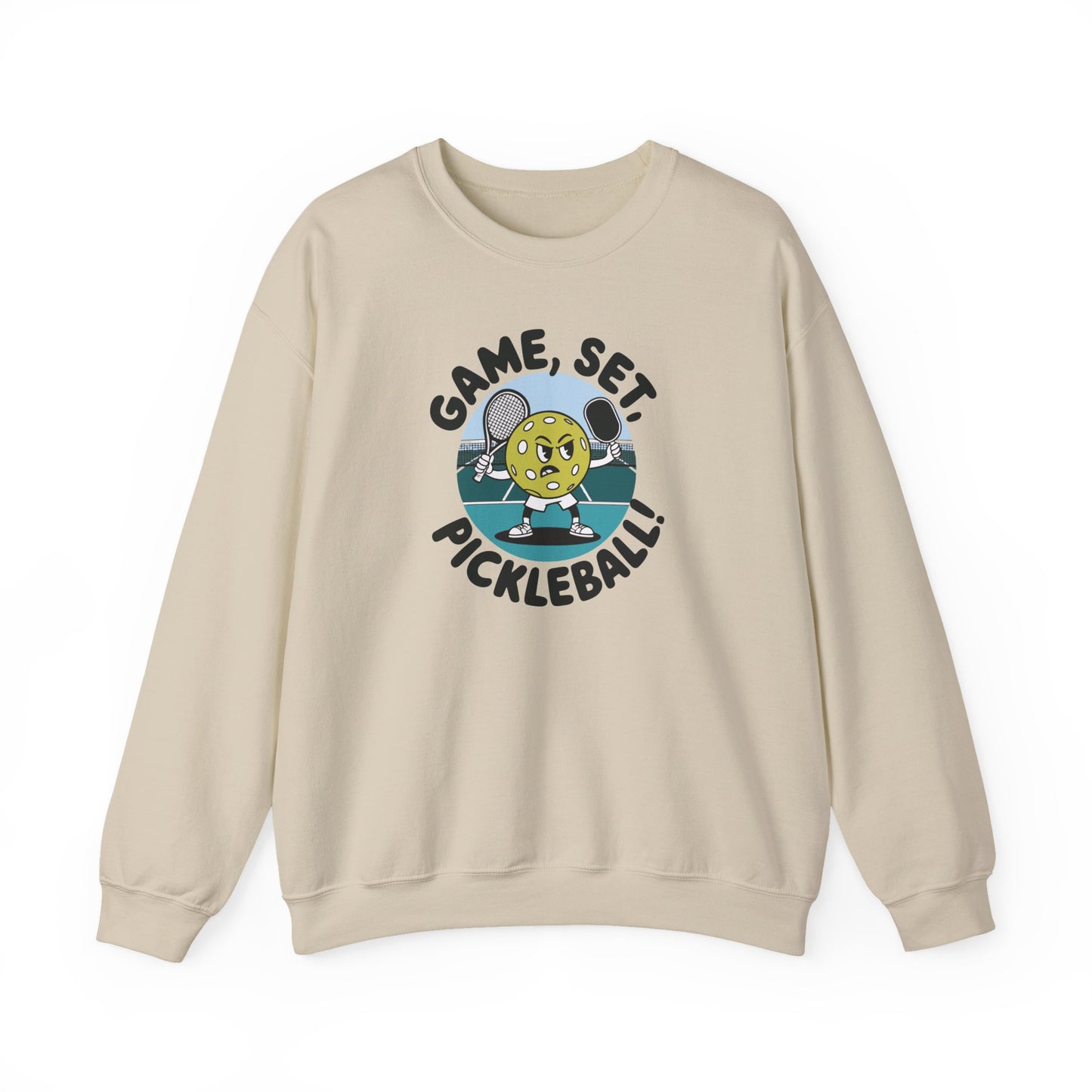 Men's Durable Pickleball Sweatshirt - Game, Set, Pickleball Beige