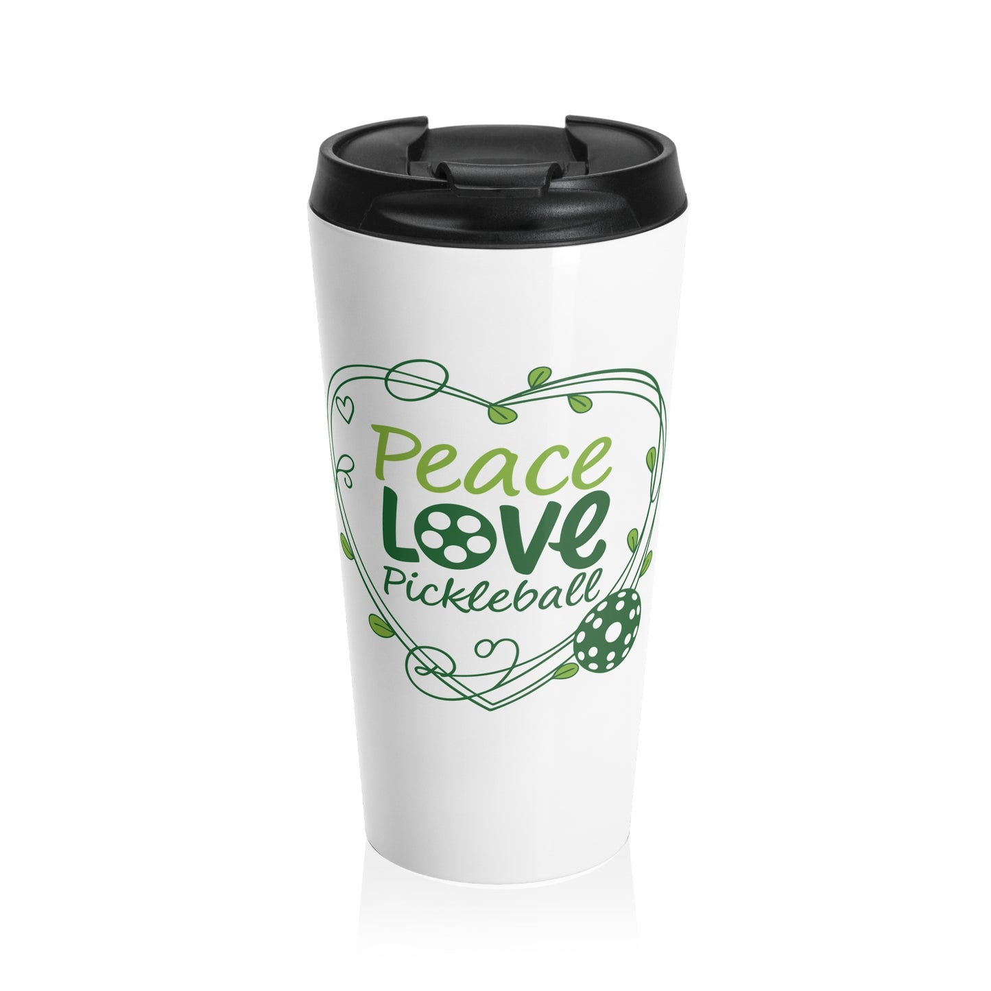 Pickleball Stylish Travel Mug - Peace Love Pickleball White