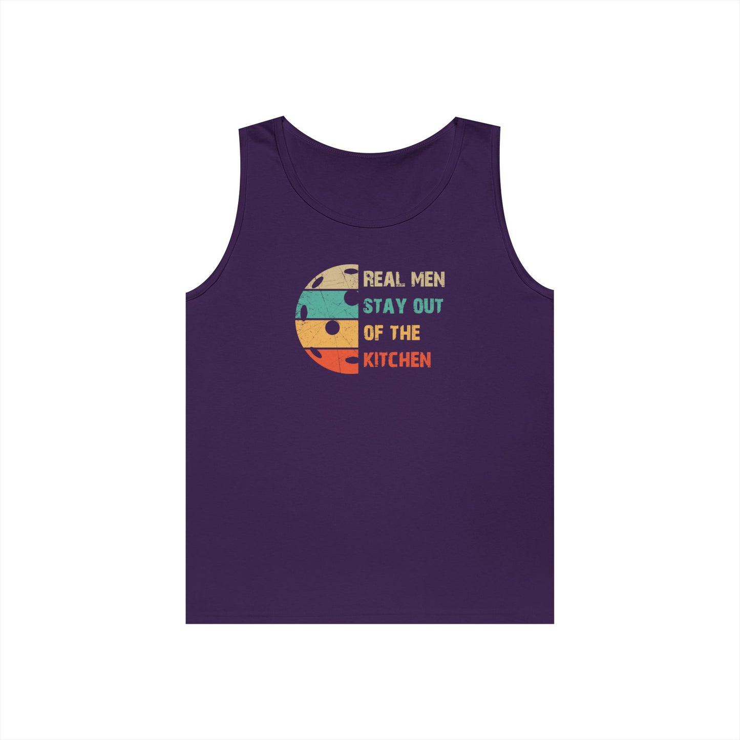 Men's Pickleball Tank Top - Real Men Stay Out of the Kitchen Retro Purple