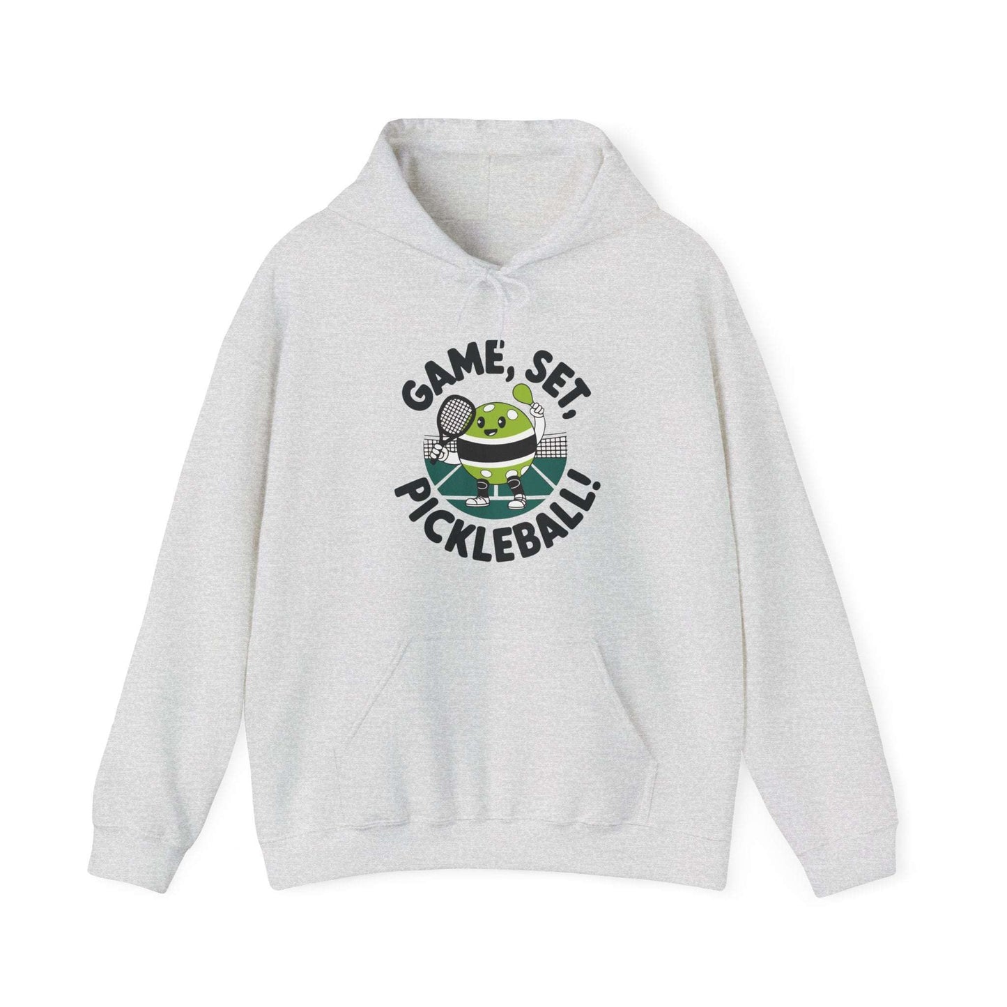 Men's Cute Pickleball Hoodie - Game, Set, Pickleball Grey
