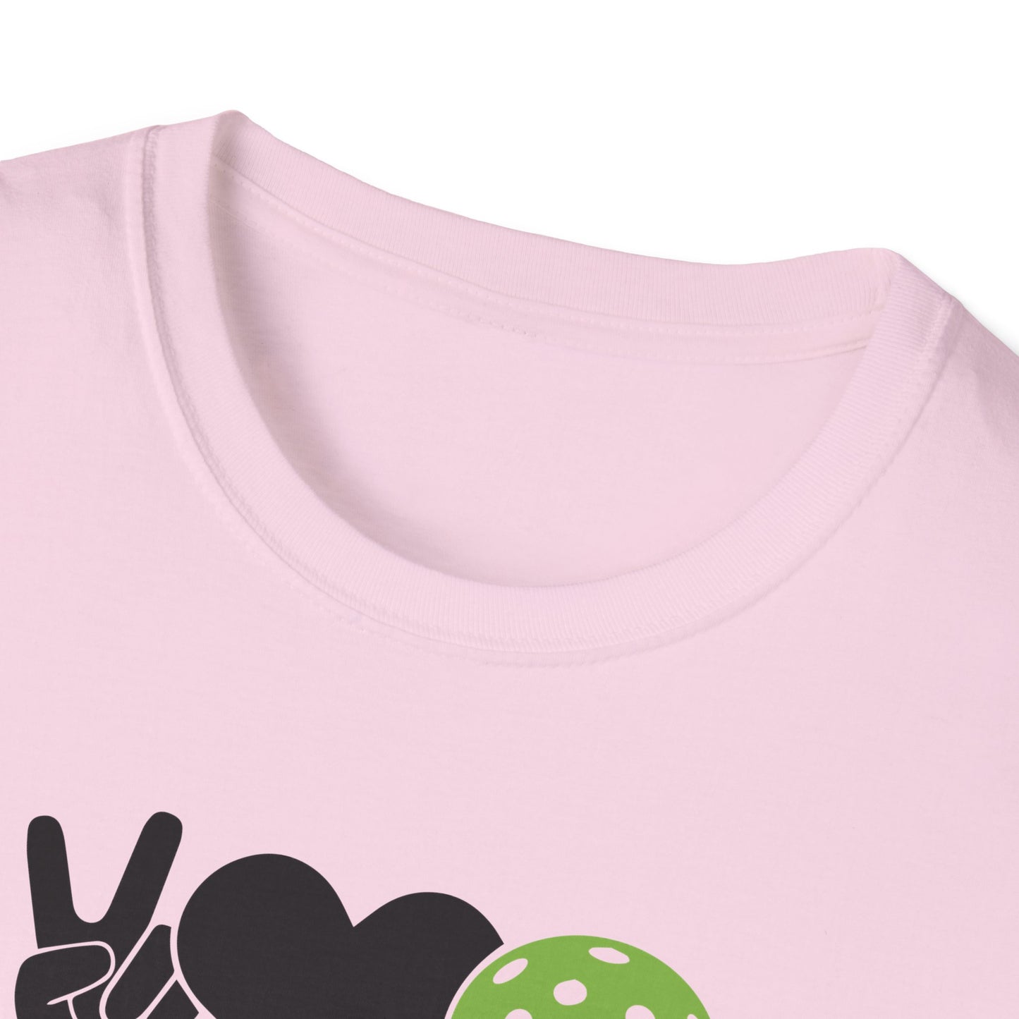 Women's Cheerful Pickleball T-shirt - Peace, Love, Pickleball