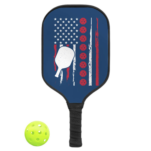 Pickleball Durable Paddle - Paddle and American Flag Black