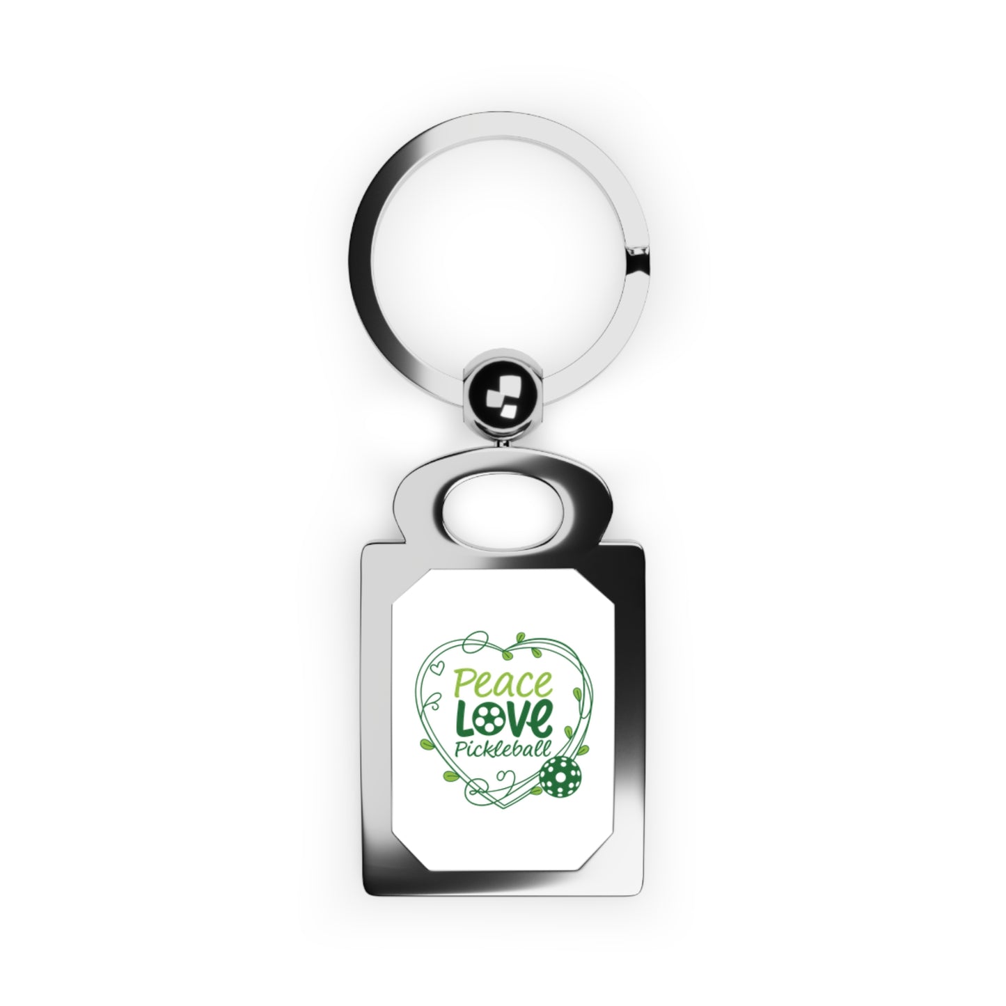 Pickleball Stylish Keyring - Peace Love Pickleball Silver