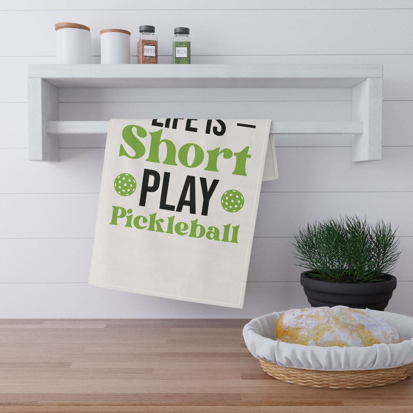 Pickleball Durable Tea Towel - Life Is Short Play Pickleball Cotton Twill