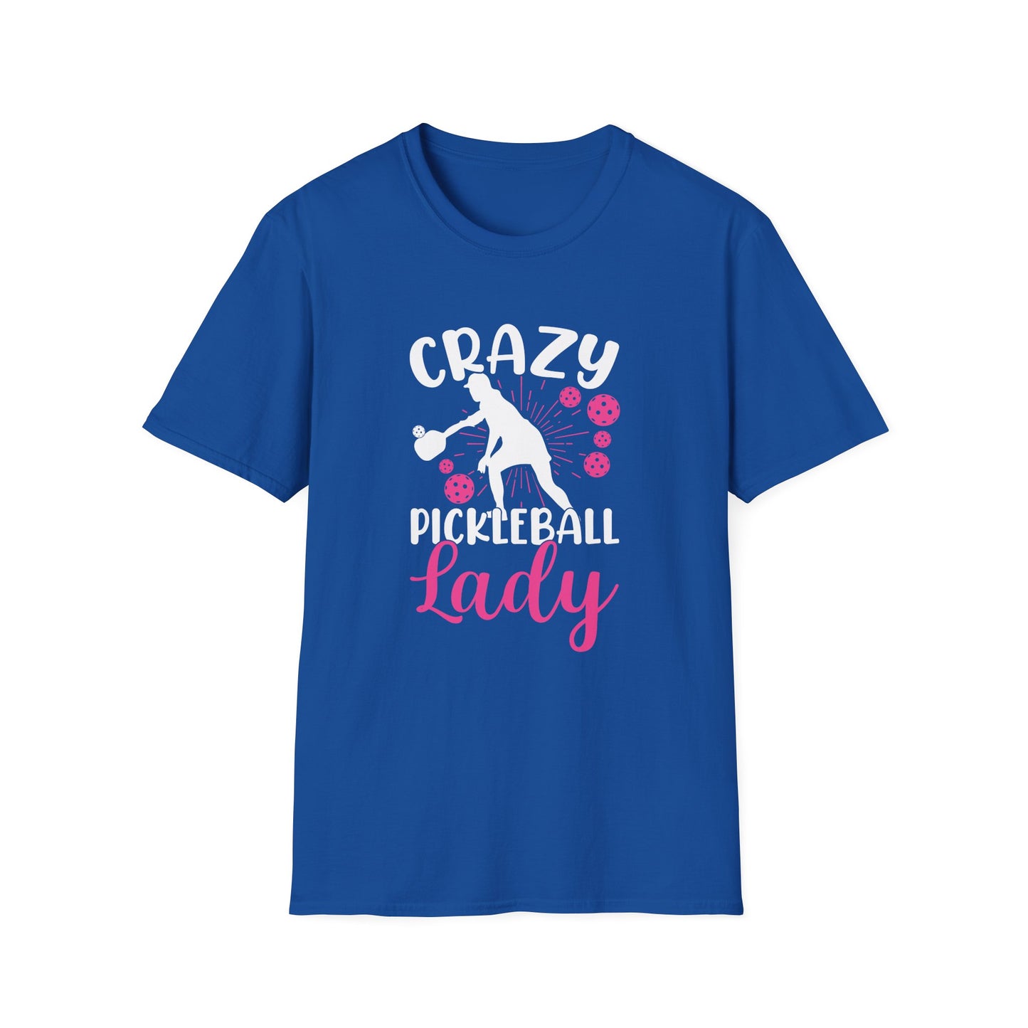 Women's Colorful Pickleball T-shirt - Crazy pickleball lady Royal