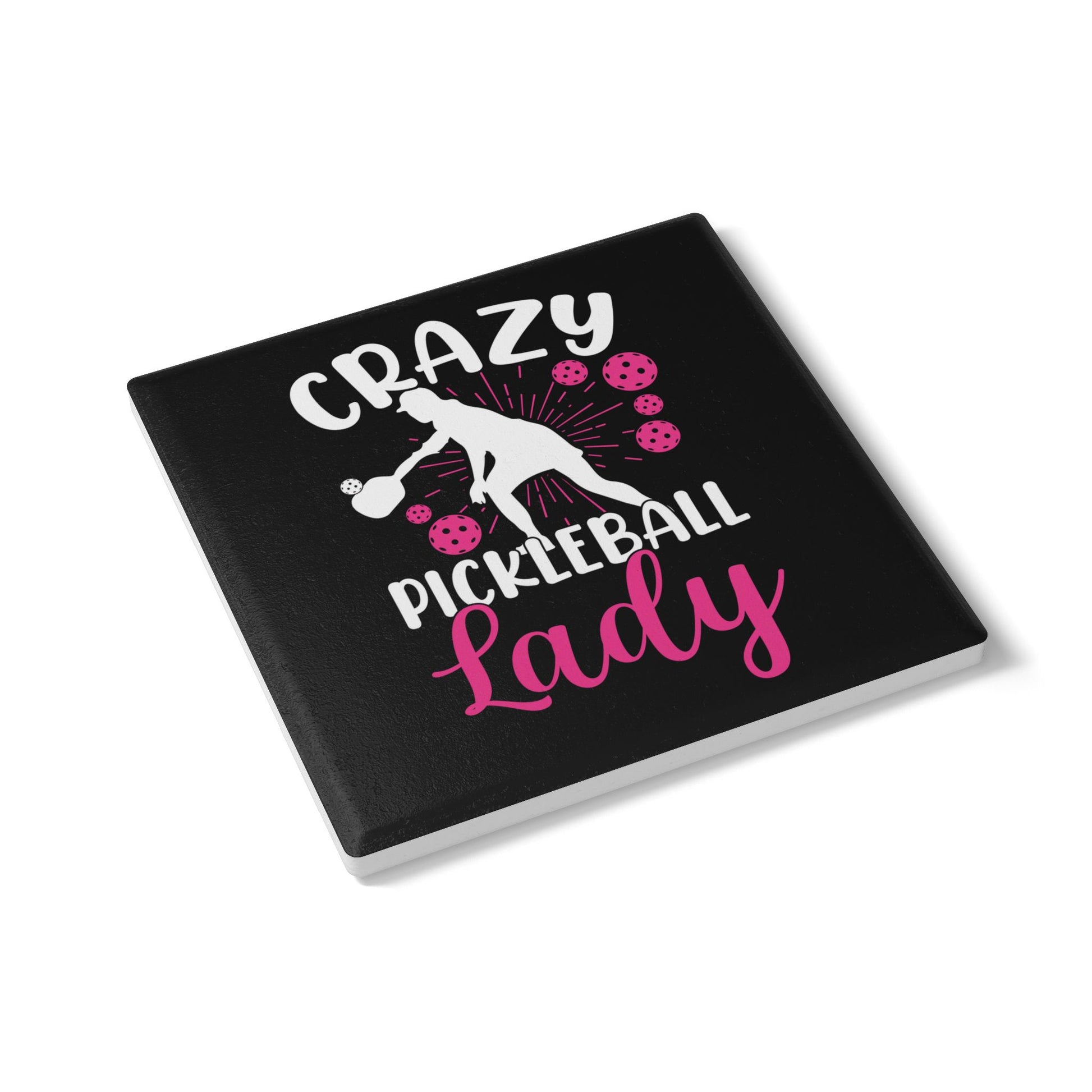 Pickleball Quirky Ceramic Coaster - Crazy Pickleball Lady
