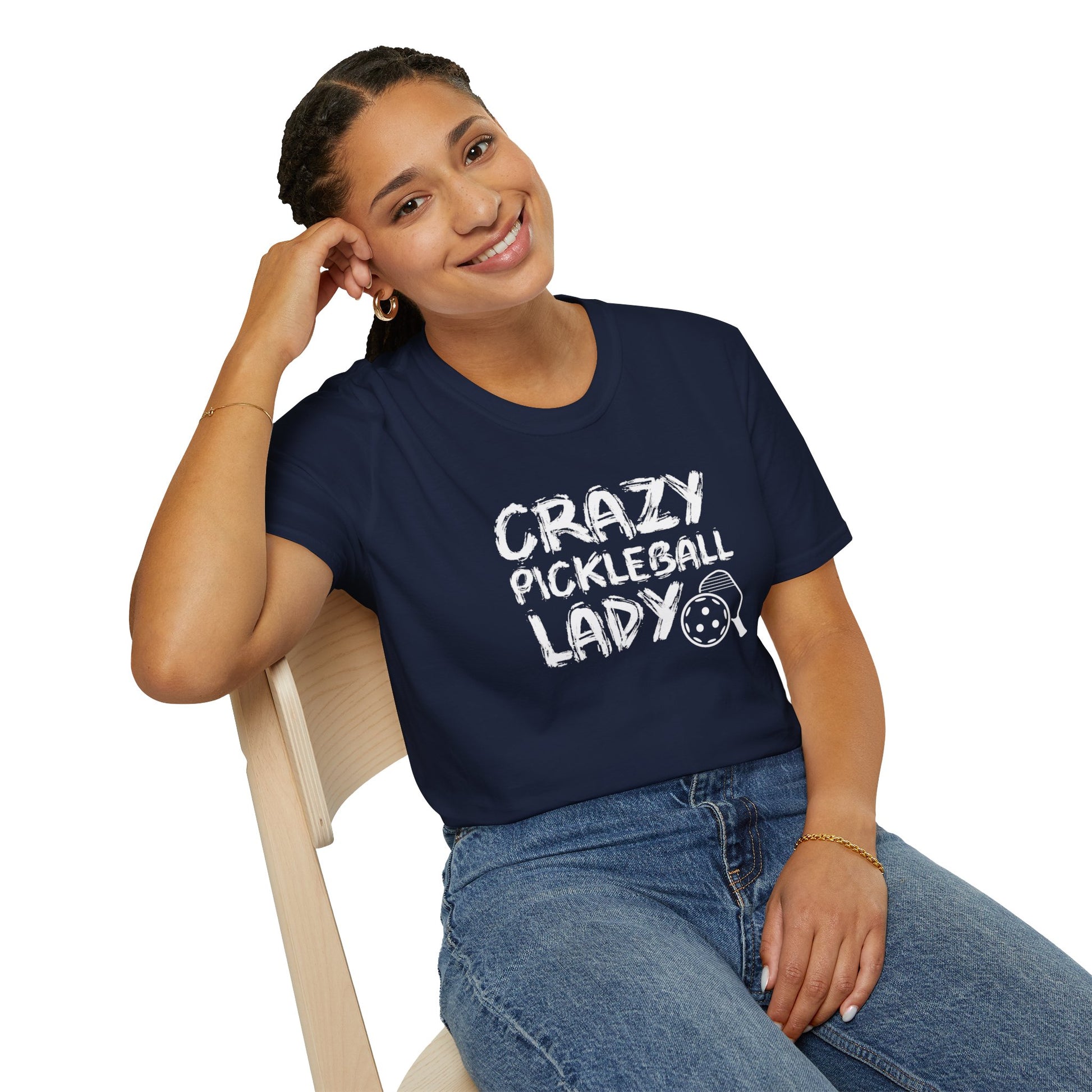 Women's Unique Pickleball T-shirt - Crazy Pickleball Lady