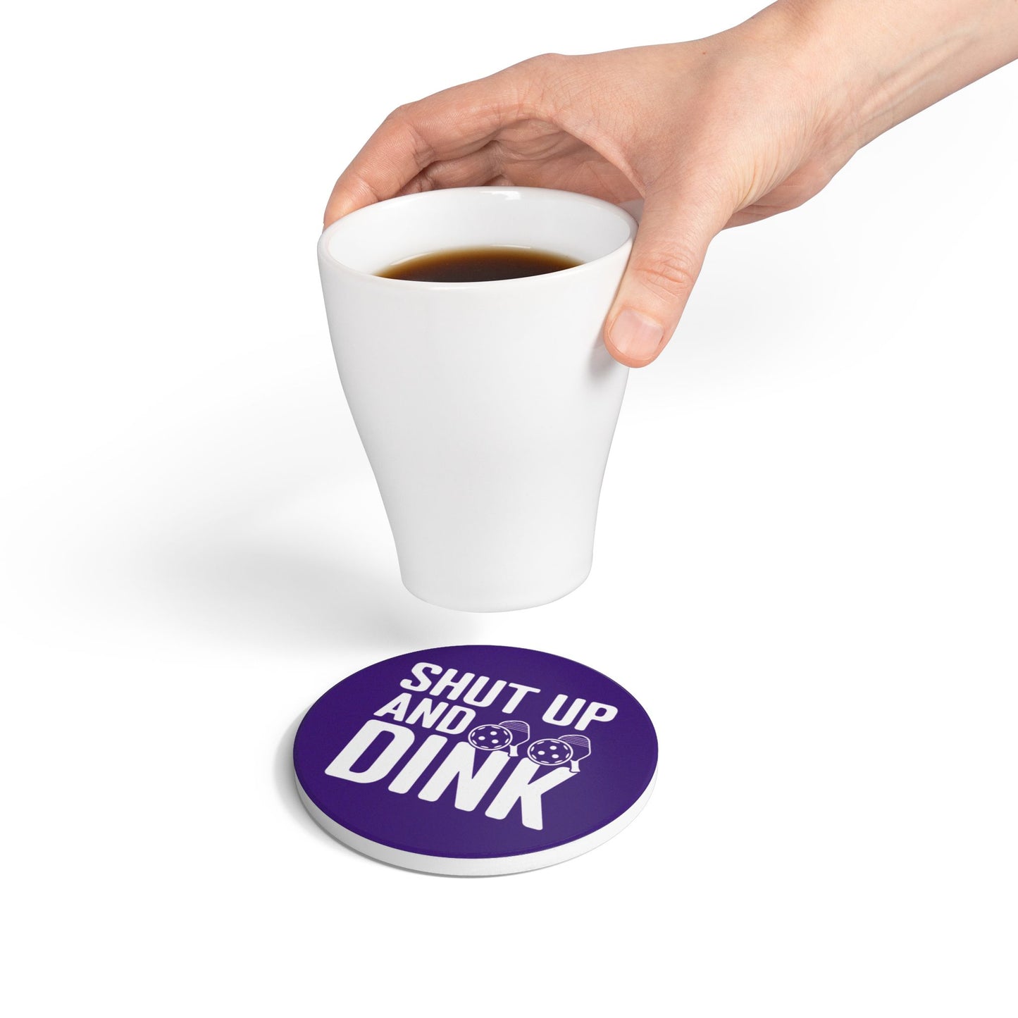 Pickleball Durable Ceramic Coaster - Shut Up and Dink