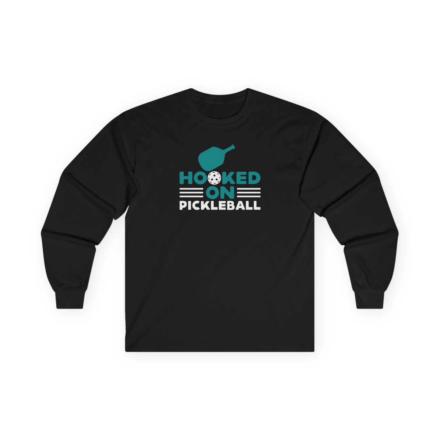 Men's Comfy Pickleball Long Sleeves top - Hooked on Pickleball Black