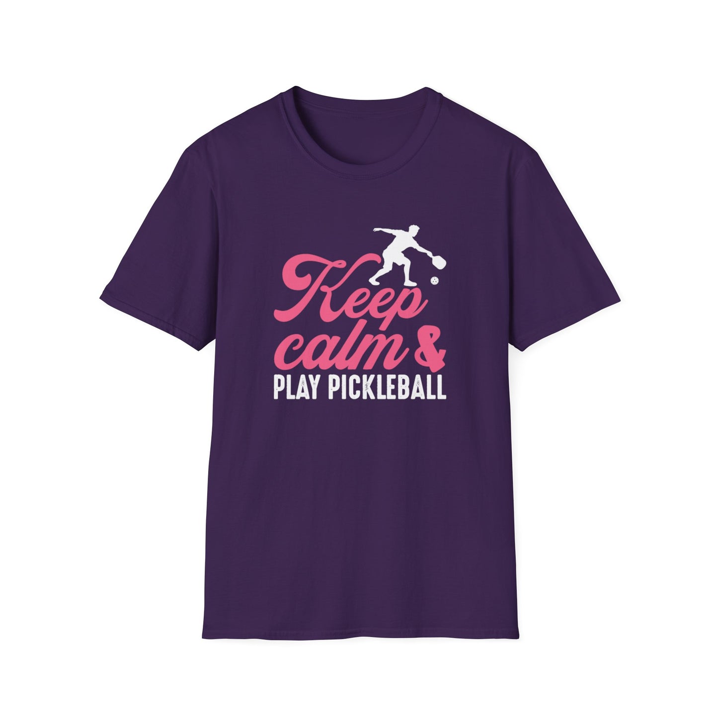 Women's Cheerful Pickleball T-shirt - Keep Calm & Play Pickleball Purple