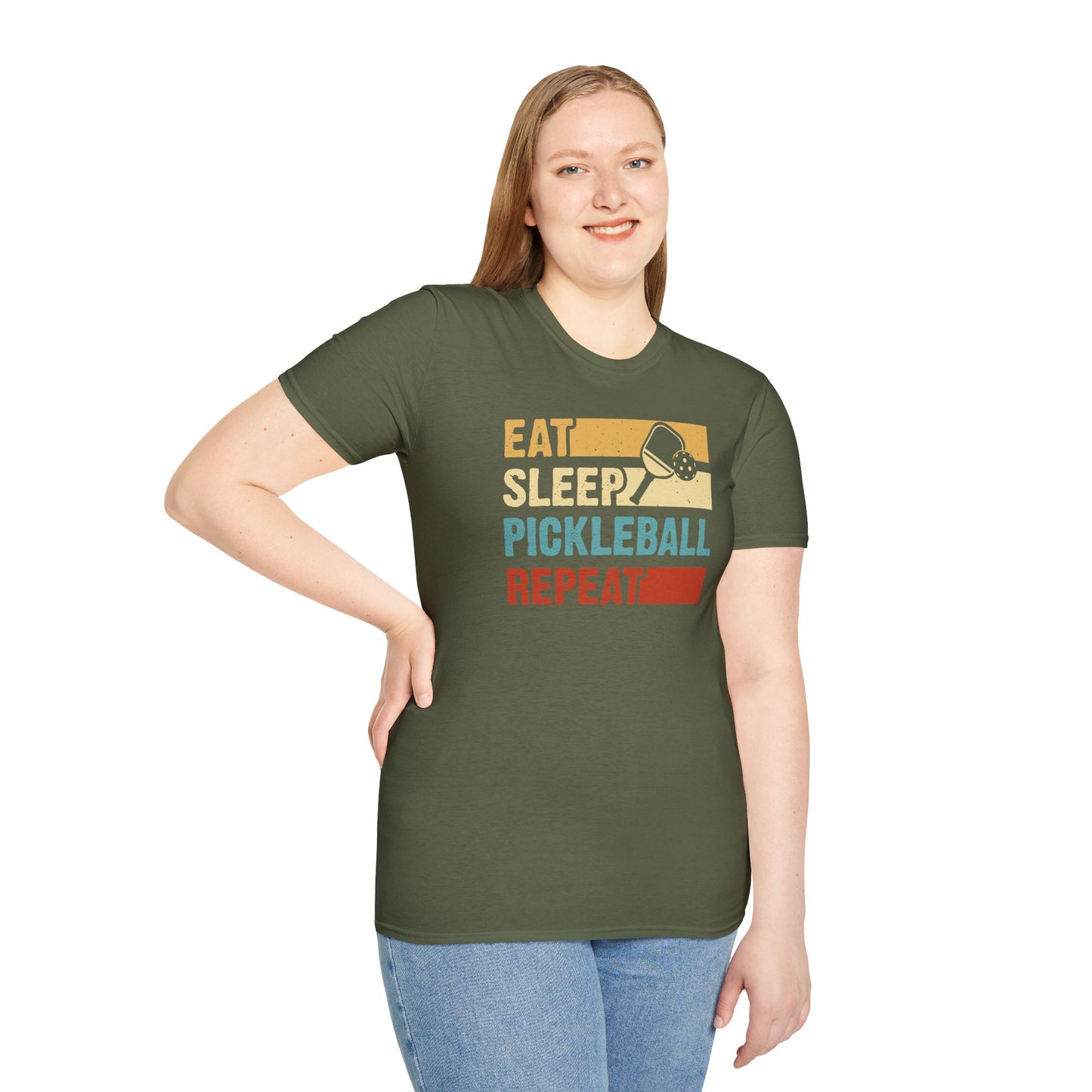 Women's Funny Pickleball T-Shirt - Eat Sleep Pickleball Repeat Retro