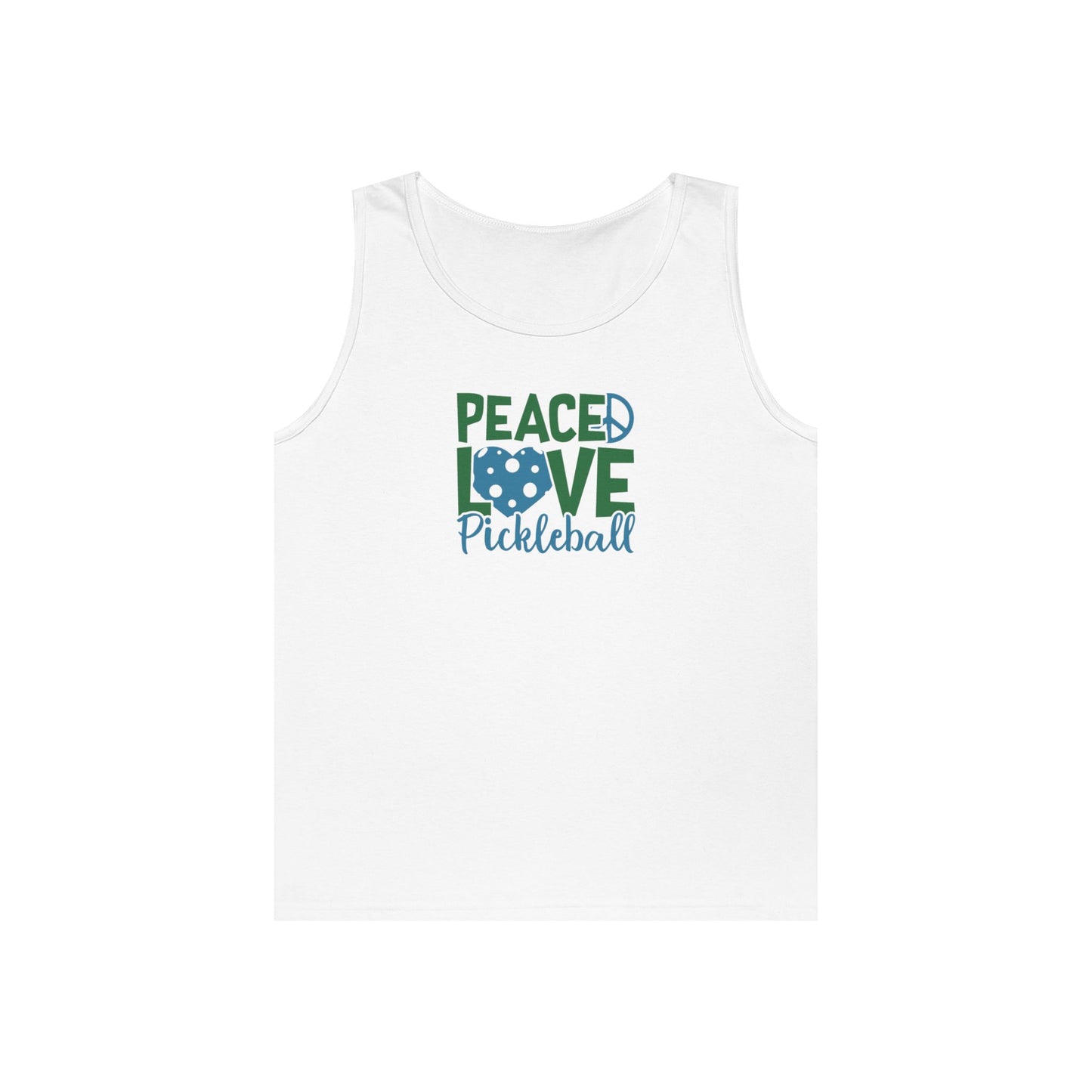 Women's Unique Pickleball Tank Top - Peace, Love, Pickleball White