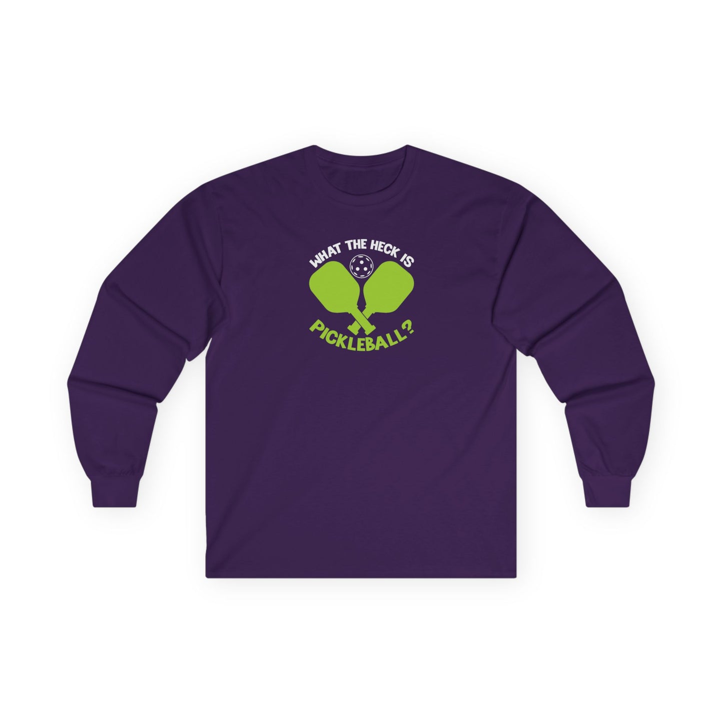 Men's Funny Pickleball Long Sleeves top - What the Heck Is Pickleball? Purple