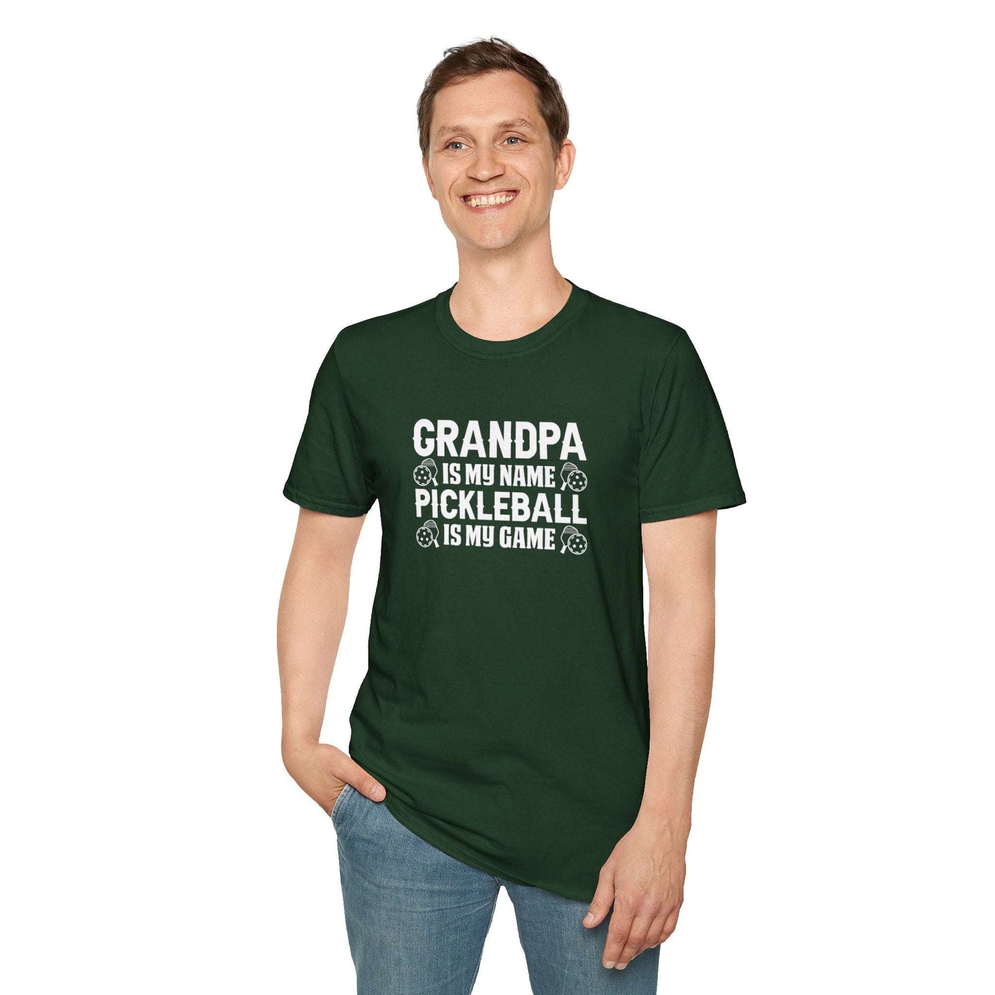 Men's Pickleball T-shirt - Grandpa Is My Name Pickleball Is My Game