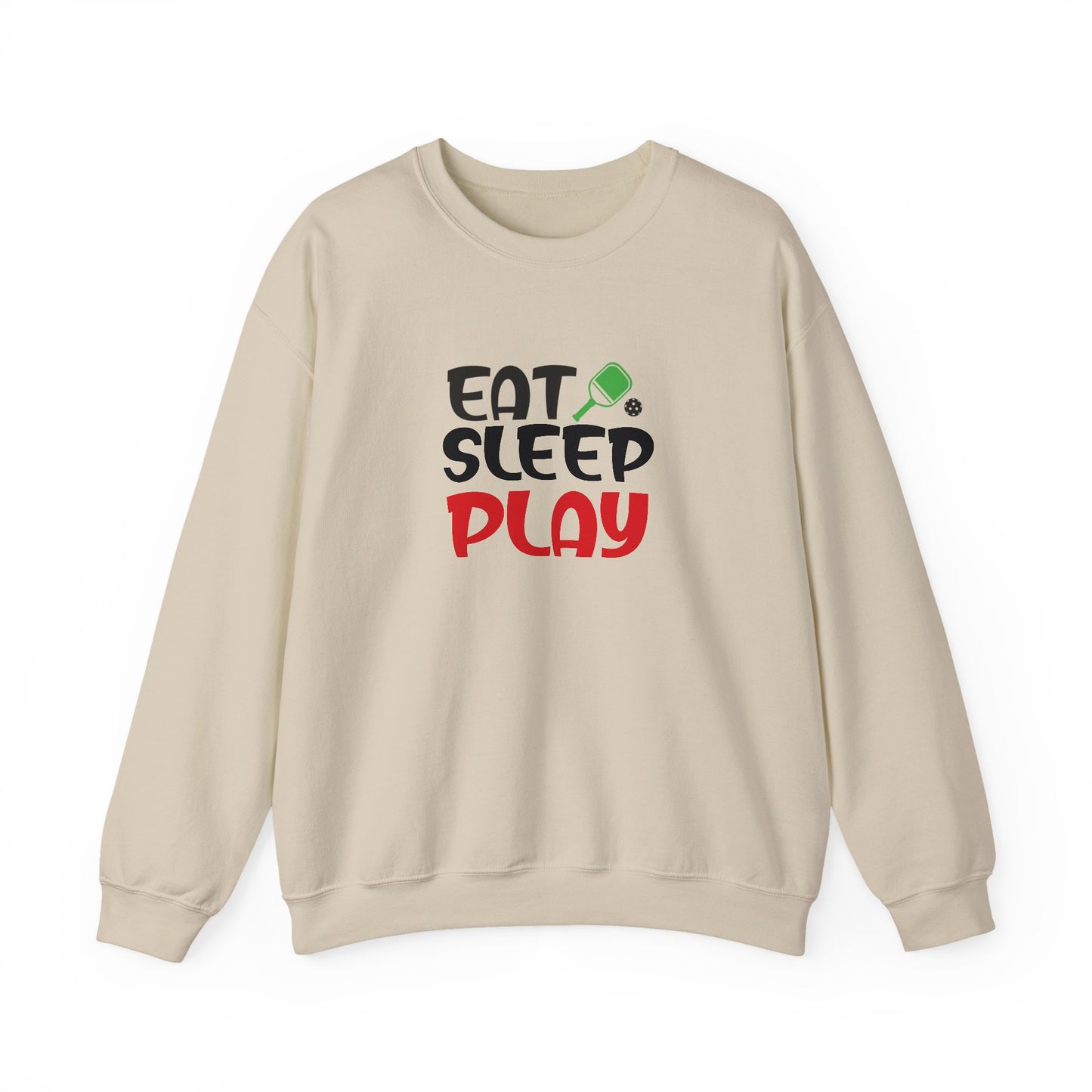 Men's Fun Pickleball Sweatshirt - Eat Sleep Play Beige