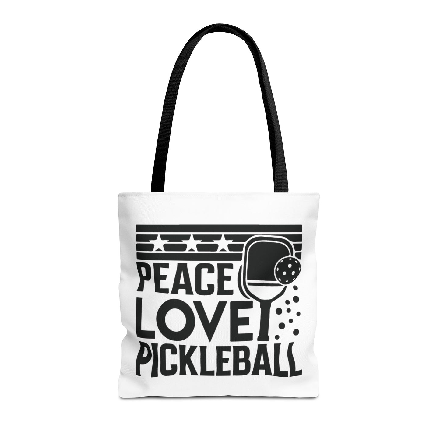 Pickleball Bold Tote Bag - Peace Love Pickleball Black
