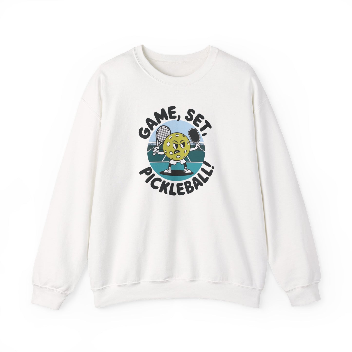 Men's Durable Pickleball Sweatshirt - Game, Set, Pickleball White