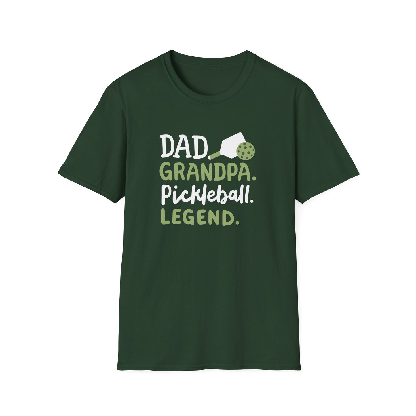 Men's Durable Pickleball T-shirt - Dad Grandpa Pickleball Legend Green