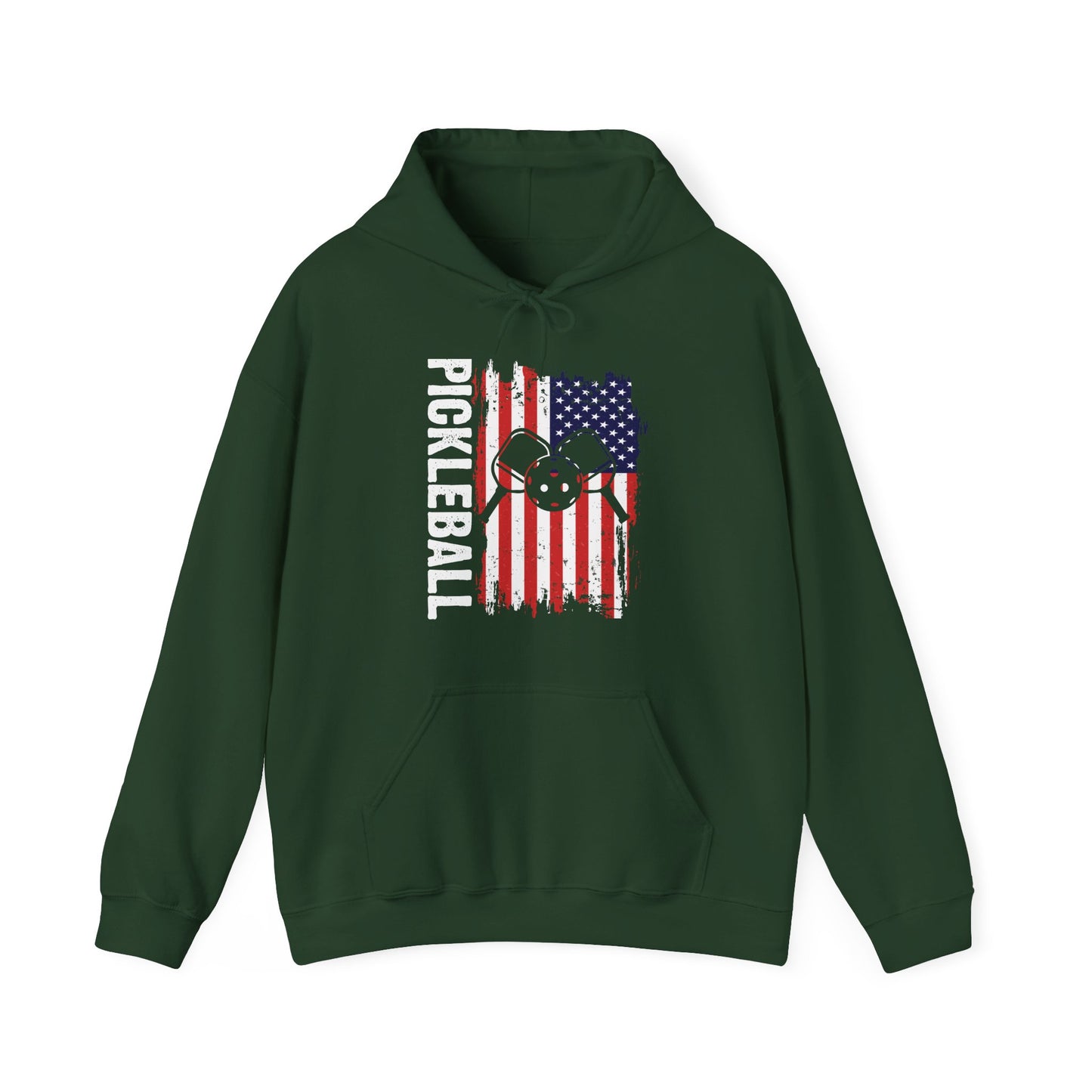 Men's Comfy Pickleball Hoodie - Pickleball with American Flag