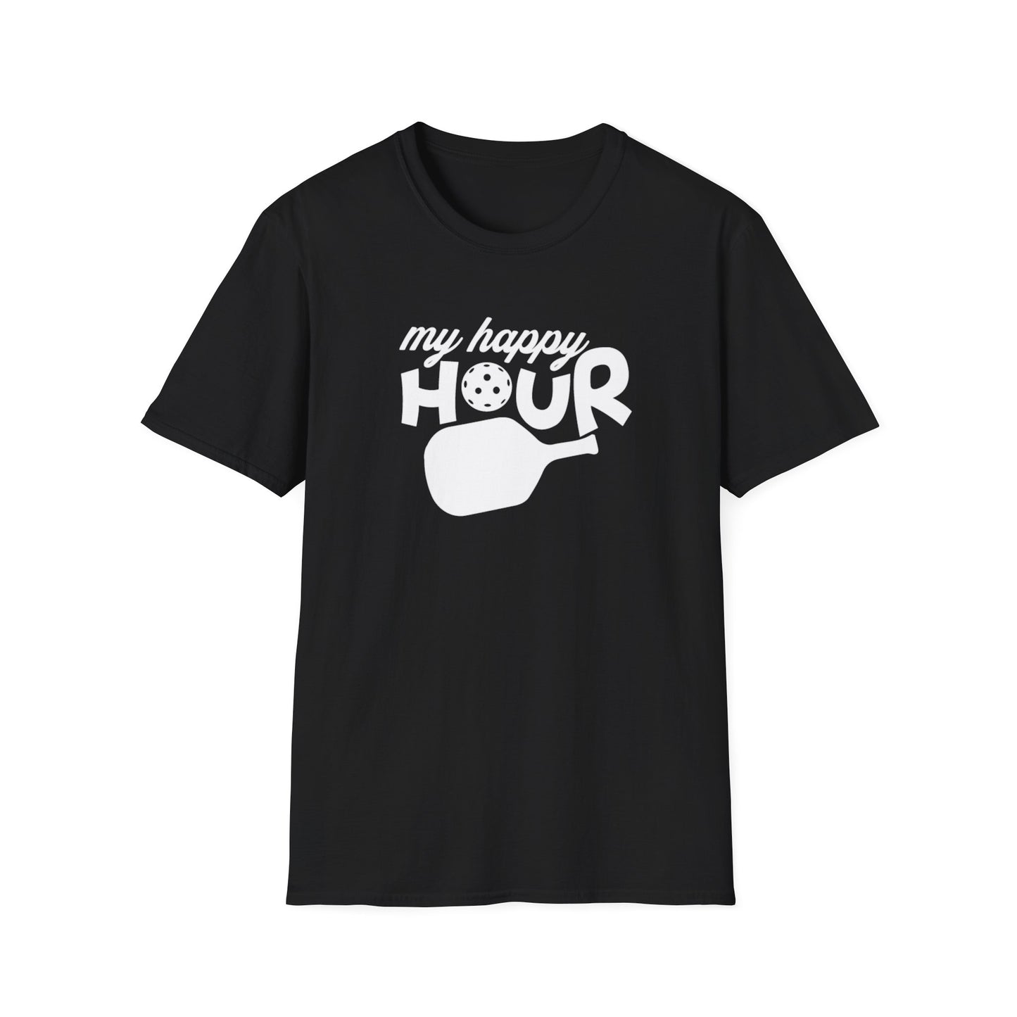 Men's Soft Pickleball T-shirt - My Happy Hour Black