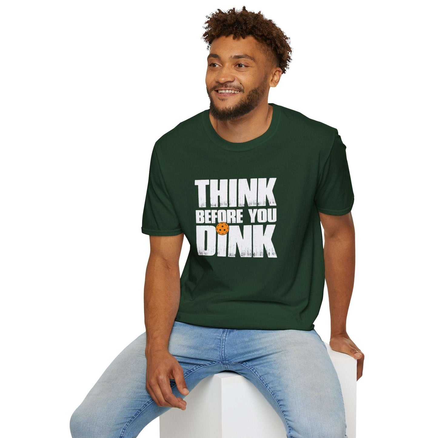 Men's Soft Pickleball T-shirt - Think Before You Dink