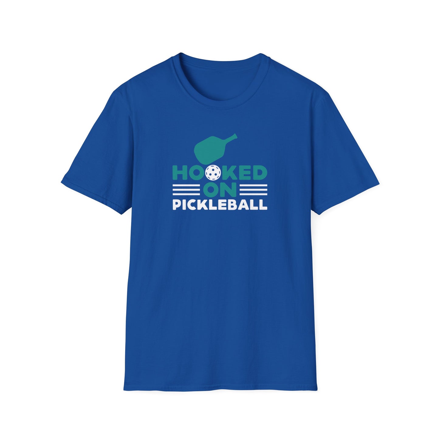 Men's Comfy Pickleball T-shirt - Hooked on Pickleball Royal